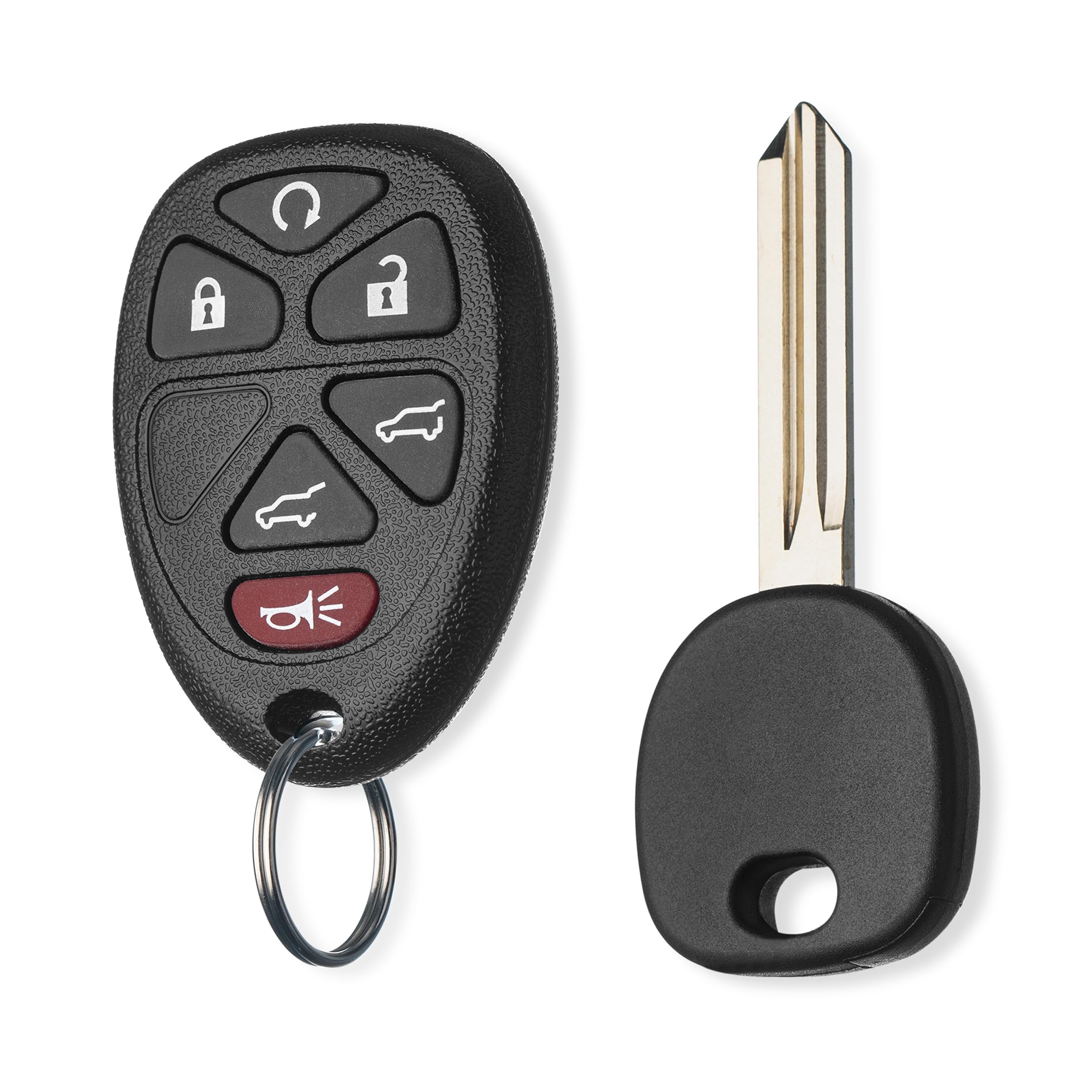 FOBTEK Key Fob Keyless Entry Remote & Uncut Key for Cadillac Escalade Chevy Tahoe GMC Yukon Replacement for OUC60270, 15913427