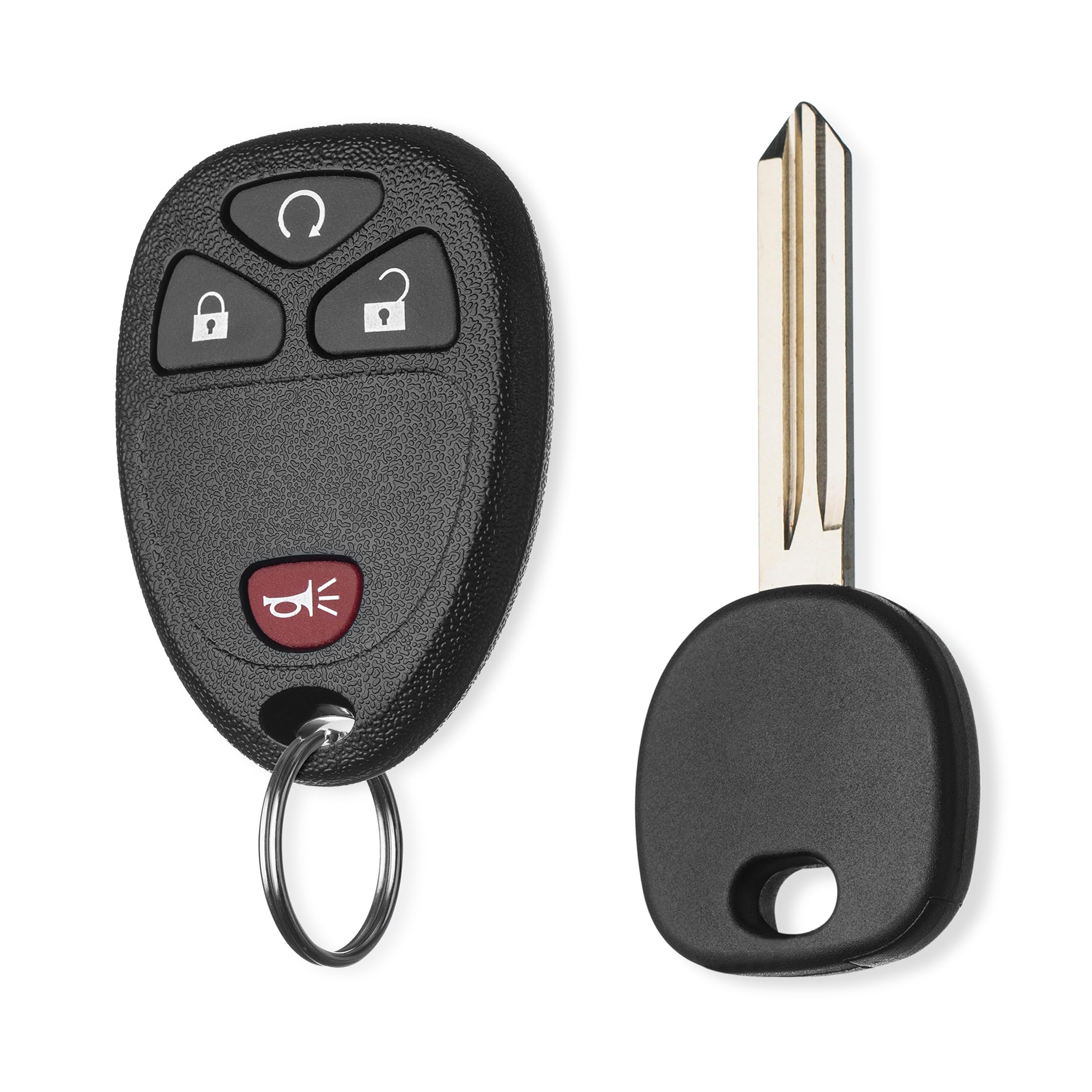 FOBTEK Key Fob Keyless Entry Remote & Uncut Key for Chevy Silverado GMC Sierra Avalanche Replacement for OUC60270, 15913421