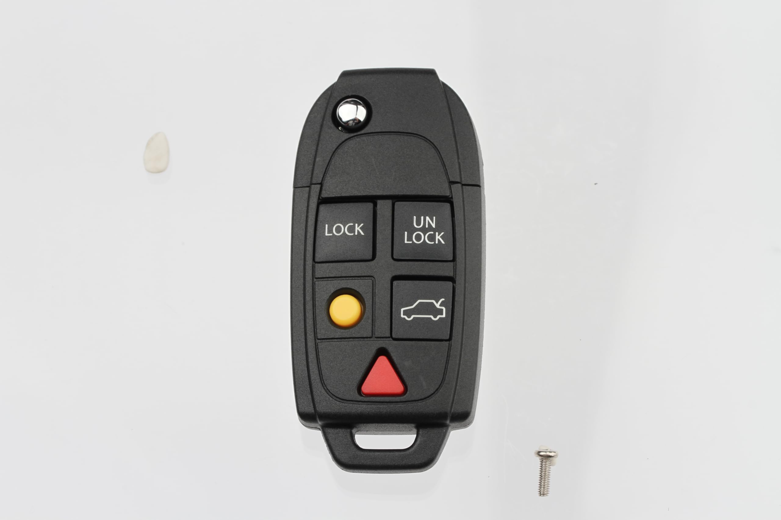 FOBTEK Flip Key Fob Shell Case & Button Pad for Volvo LQNP2T-APU, 5-Button