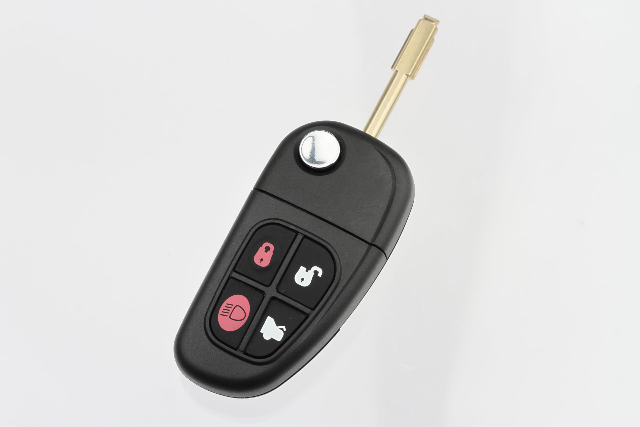 FOBTEK Flip Key Fob Shell Case for Jaguar NHVWB1U241, 4-Button