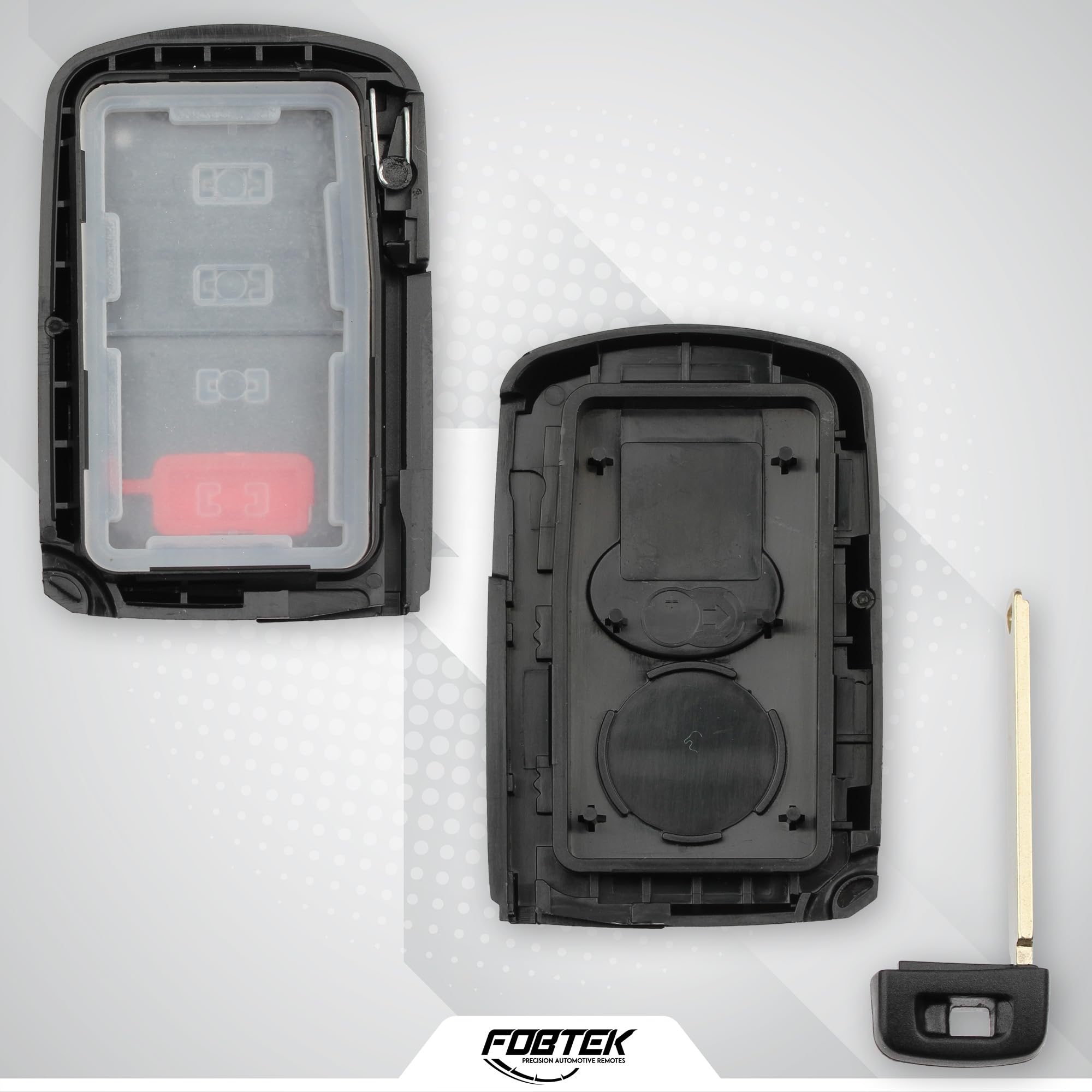 FOBTEK Smart Key Fob Shell Case & Button Pad for Toyota HYQ14FBA, 4-Button