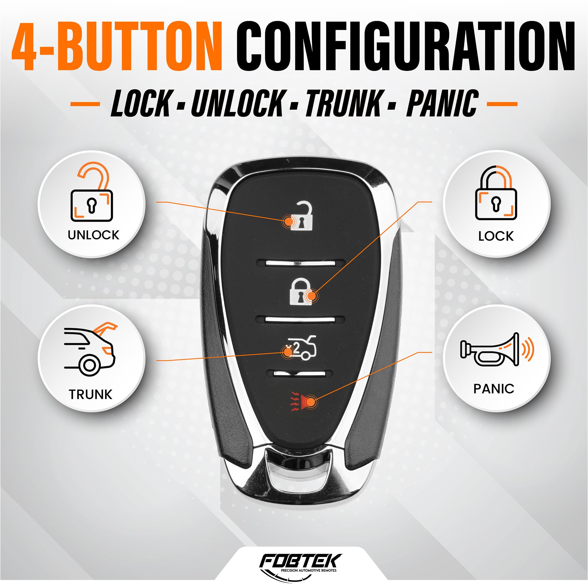 FOBTEK Smart Key Fob Shell Case for Chevy HYQ4EA, 4-Button