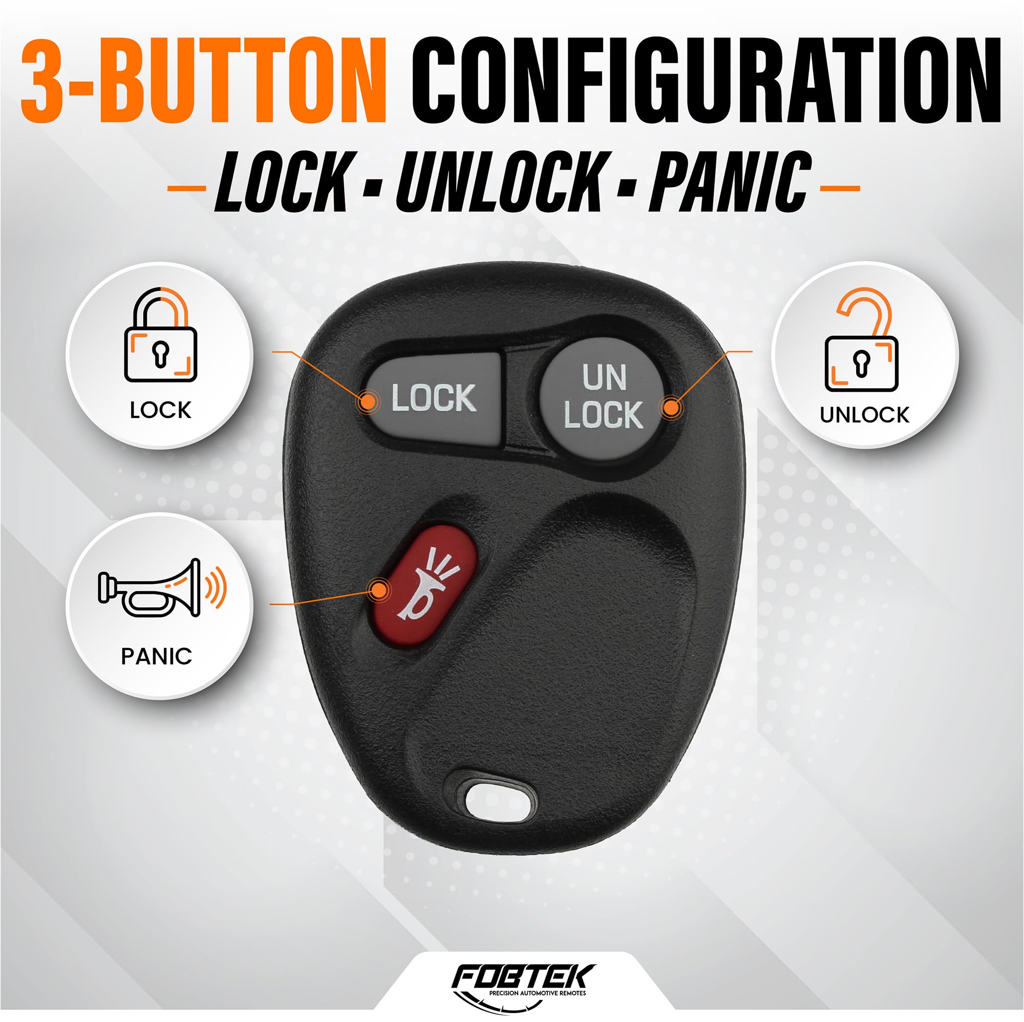 FOBTEK Key Fob Shell Case for Chevy GMC Cadillac KOBLEAR1XT, 3-Button