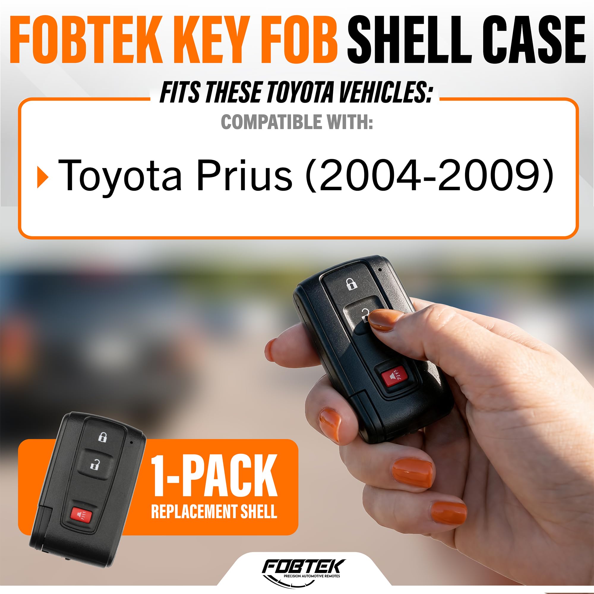 FOBTEK Smart Key Fob Shell Case & Button Pad for Toyota MOZB31EG, 3-Button