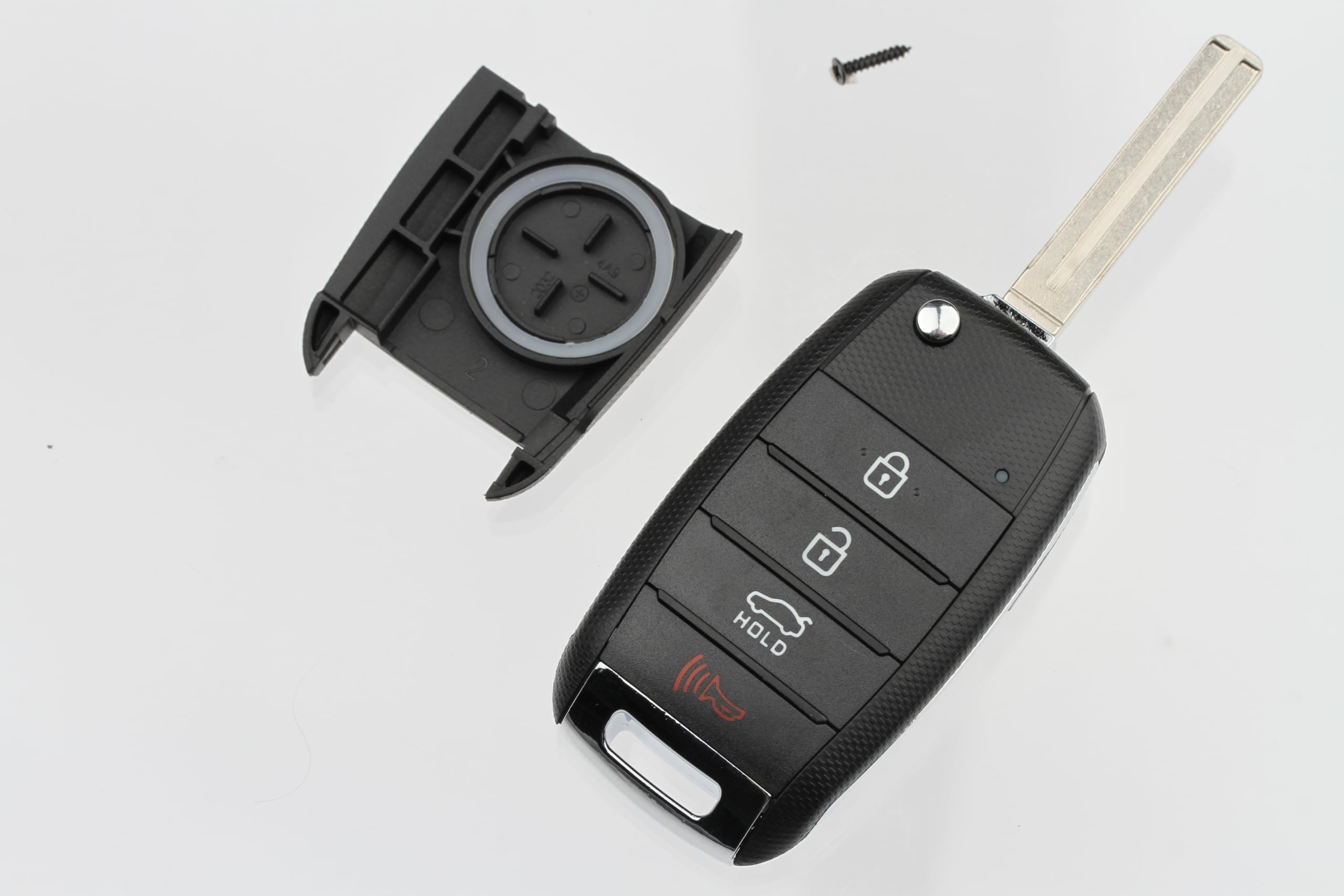 FOBTEK Flip Key Fob Shell Case & Button Pad for Kia TQ8-RKE-3F05, 4-Button