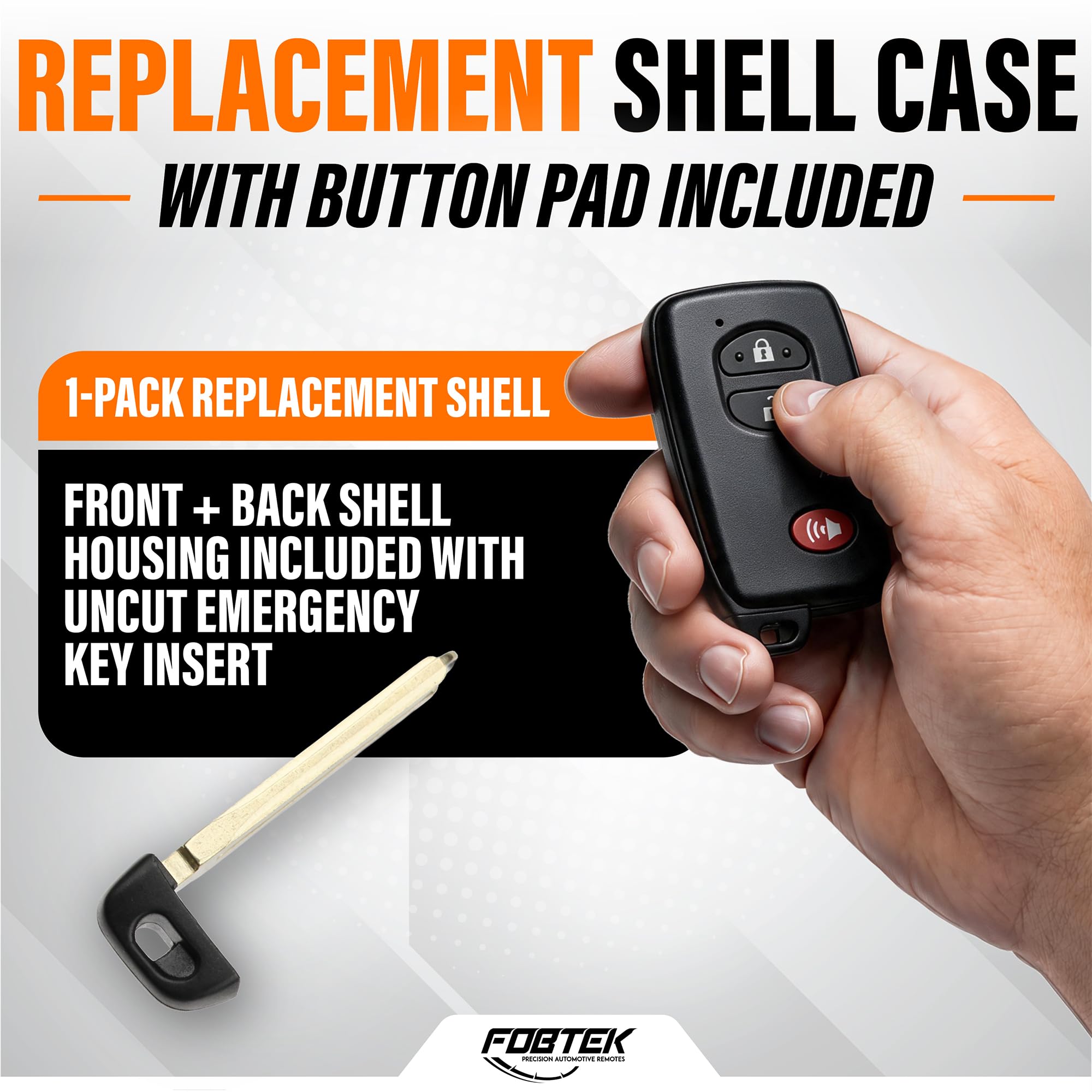 FOBTEK Smart Key Fob Shell Case for Toyota HYQ14AAB, 4-Button Black