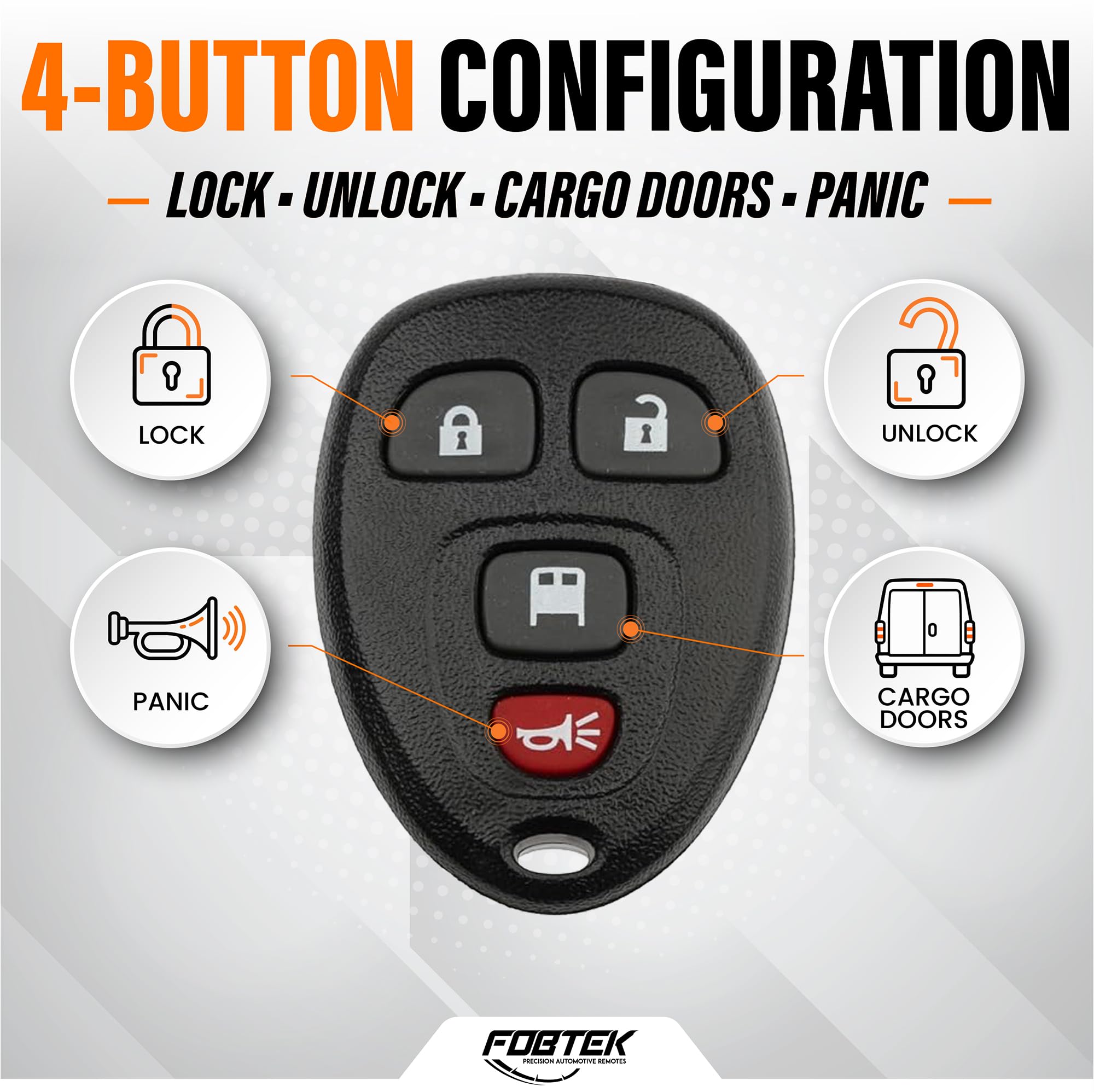FOBTEK Key Fob Shell Case & Button Pad for Chevy GMC OUC60270, 4-Button