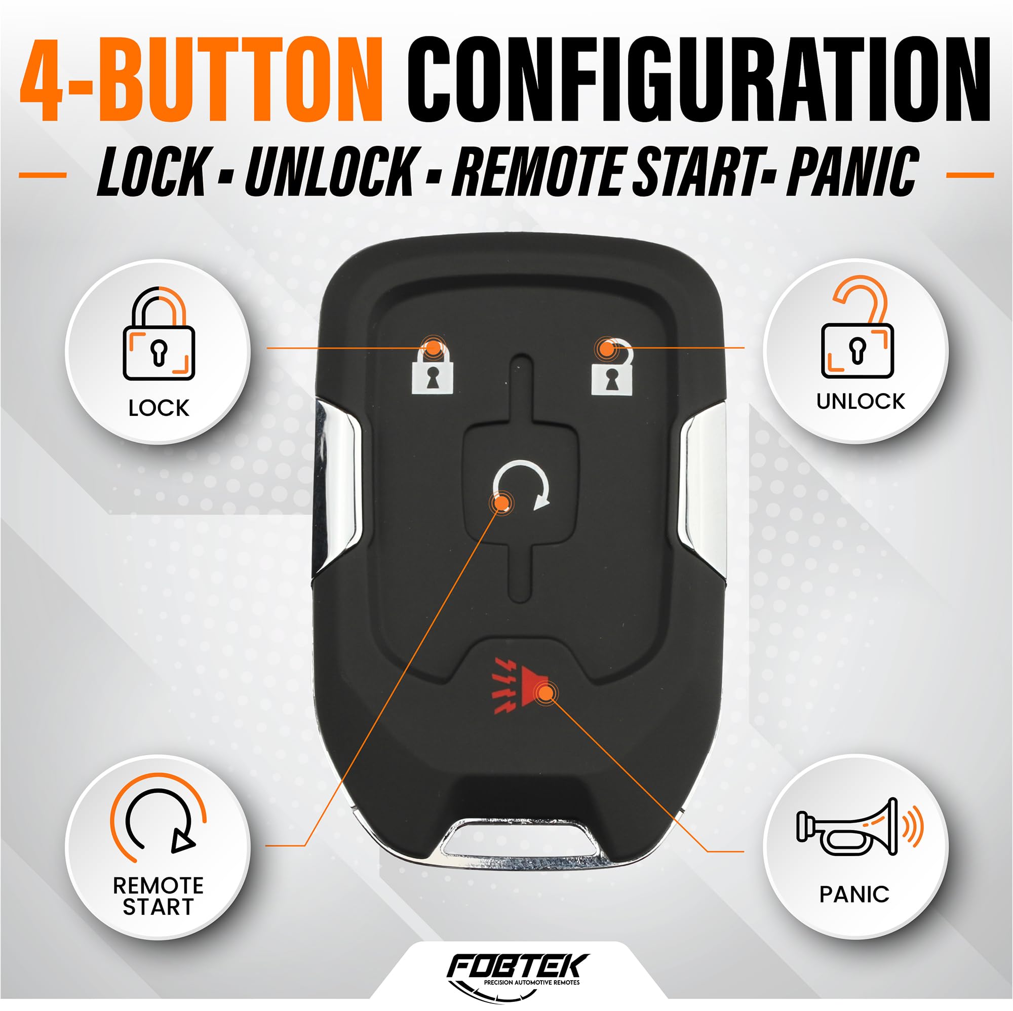 FOBTEK Smart Key Fob Shell Case for GMC Chevy HYQ1AA, 4-Button