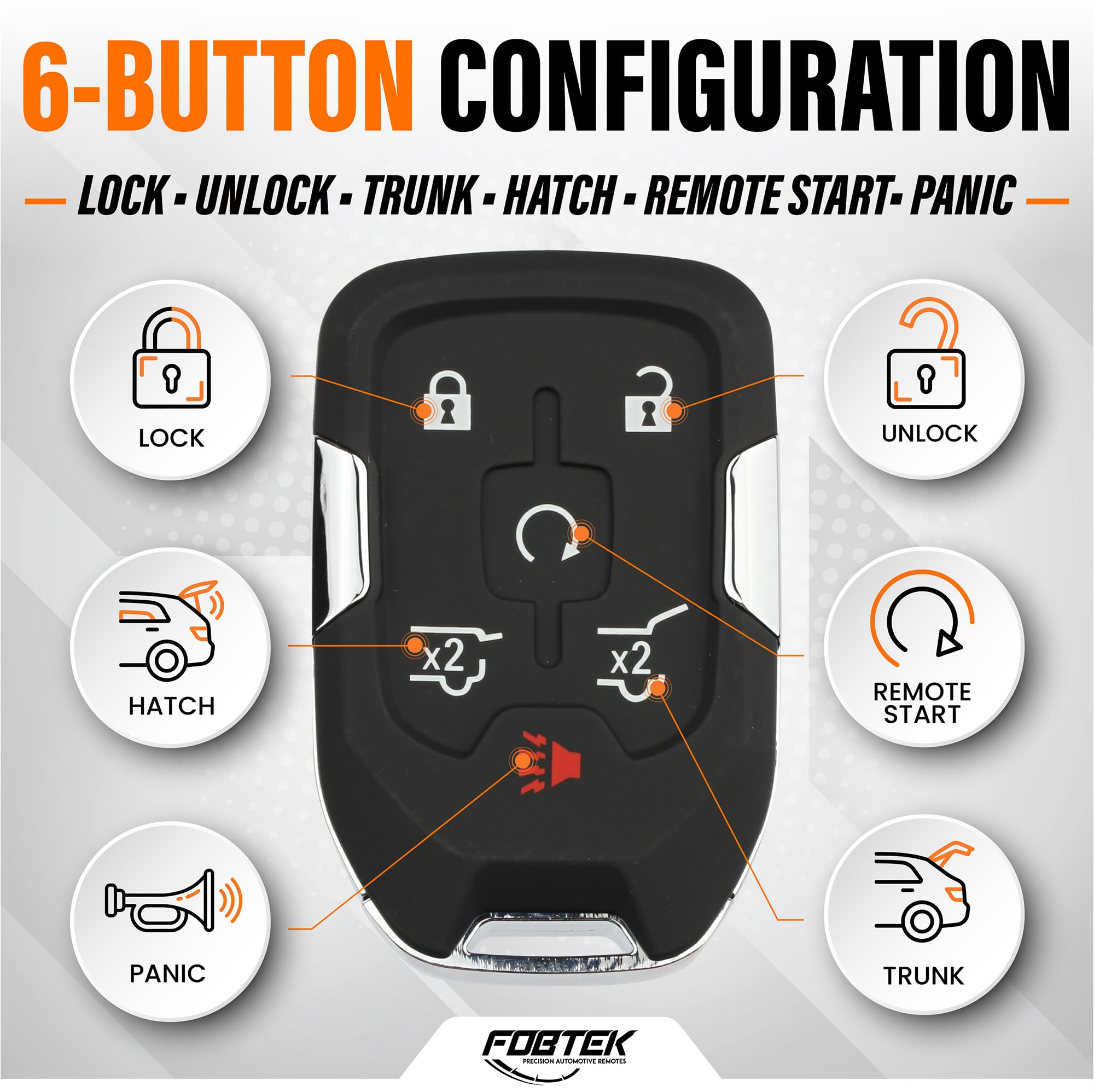 FOBTEK Smart Key Fob Shell Case for Chevy GMC HYQ1AA, 6-Button