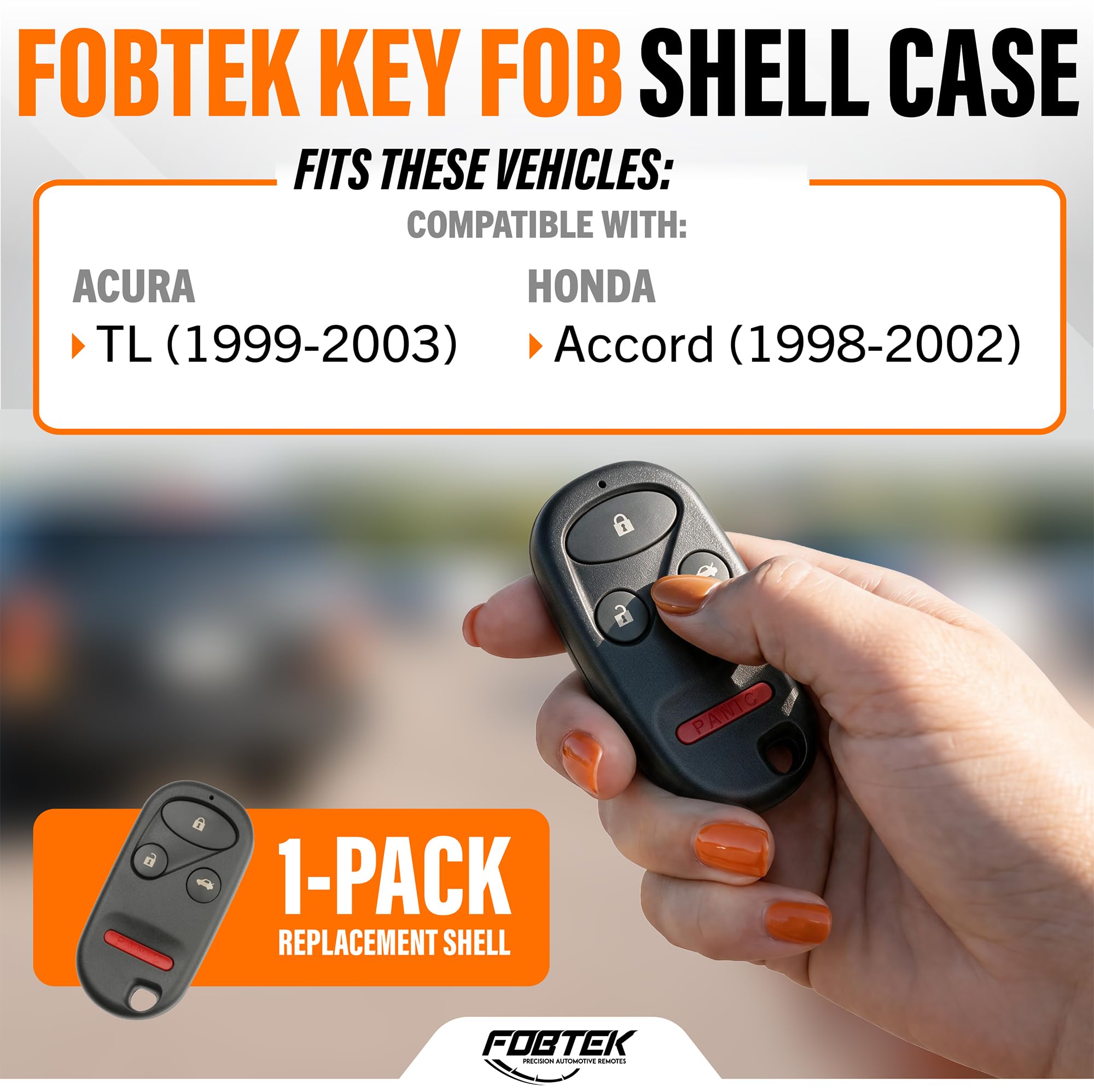 FOBTEK Key Fob Shell Case & Button Pad for Honda Acura KOBUTAH2T, 4-Button