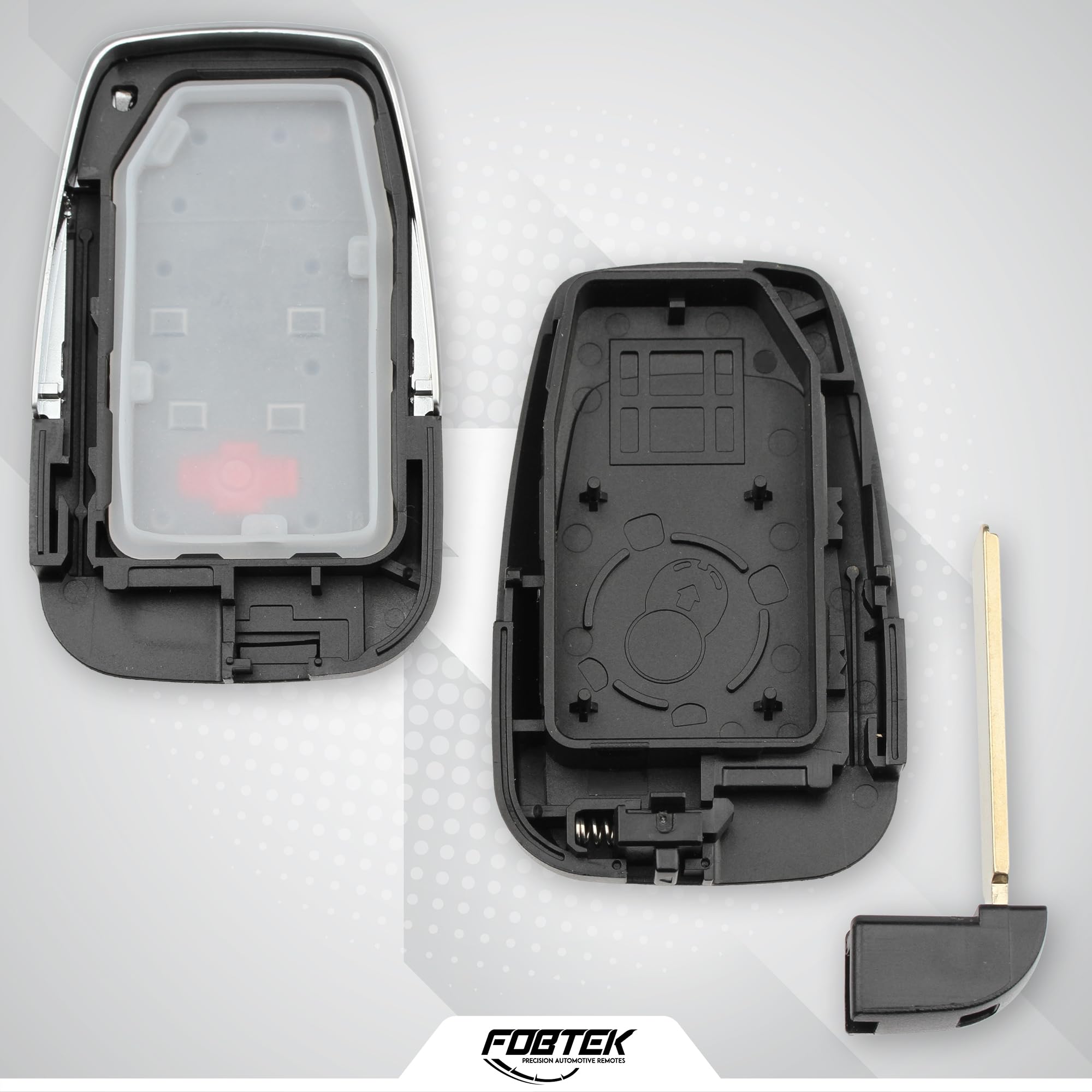 FOBTEK Smart Key Fob Shell Case & Button Pad for Toyota HYQ14FBC, 4-Button