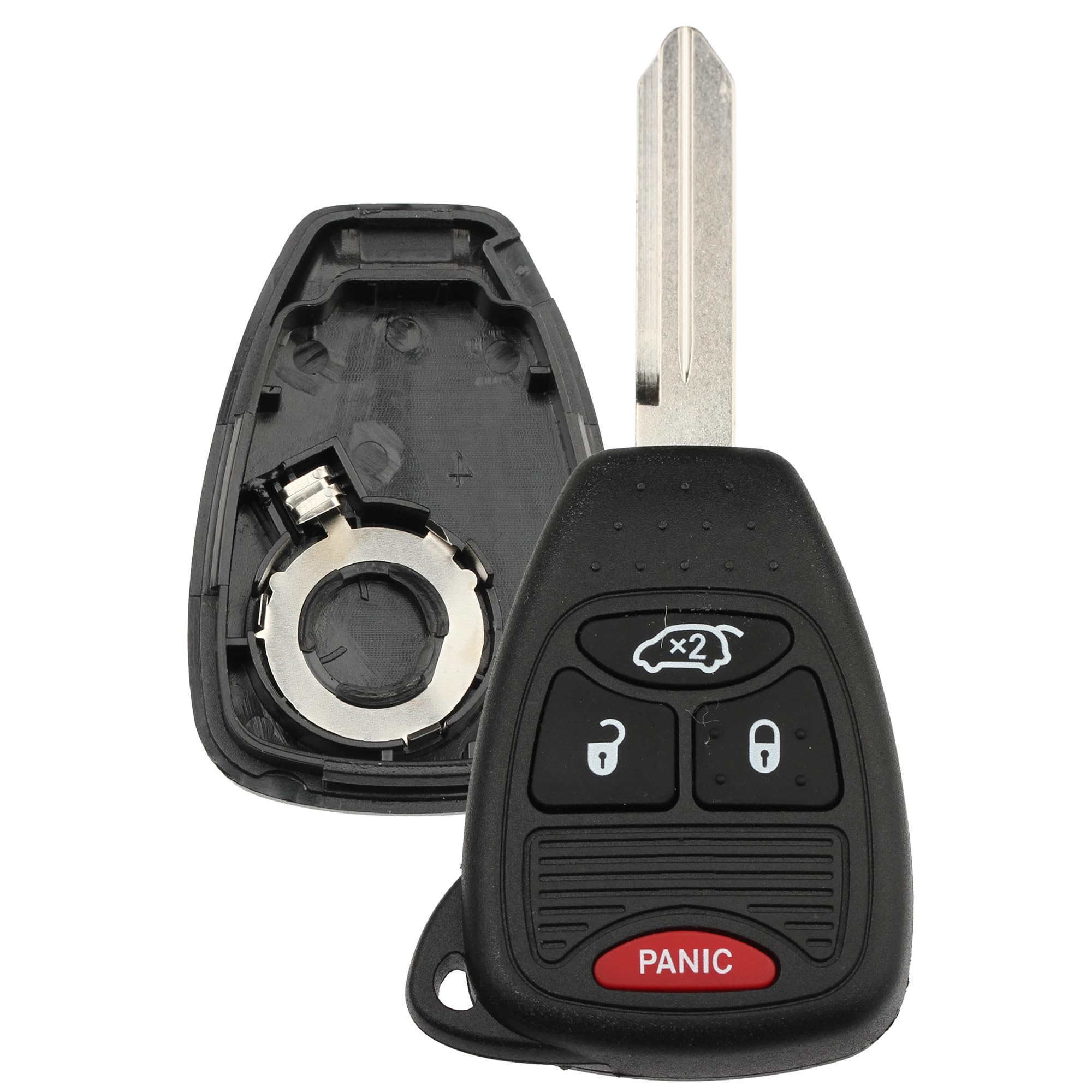FOBTEK Key Fob Shell Case & Button Pad for Chrysler Jeep Dodge OHT692427AA