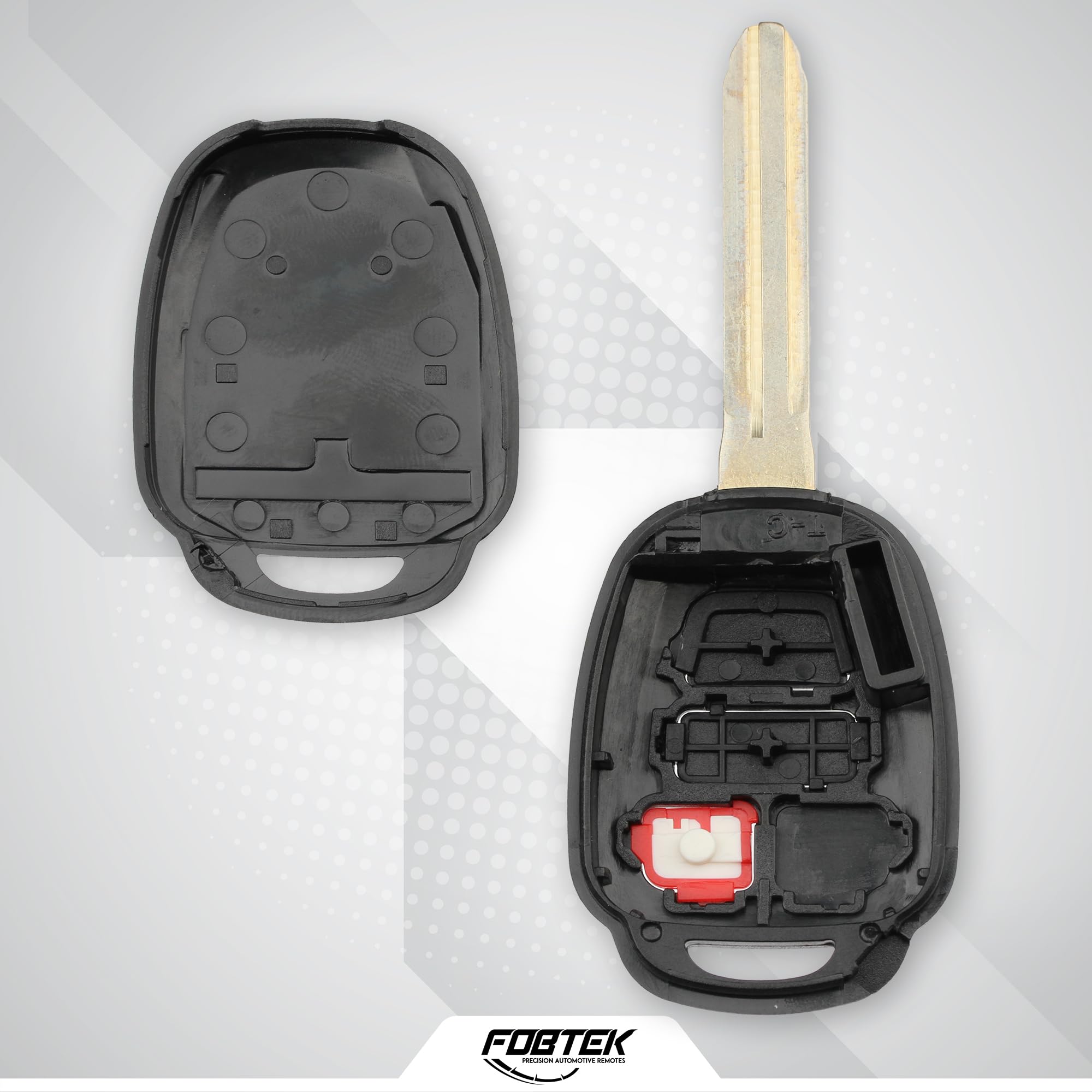 FOBTEK Key Fob Shell Case & Button Pad for Toyota HYQ12BDM, 3-Button