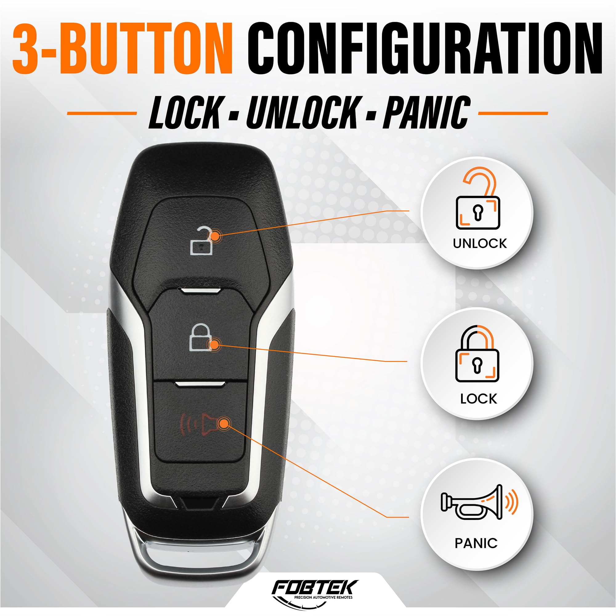 FOBTEK Smart Key Fob Shell Case for Ford M3N-A2C31243800, 3-Button
