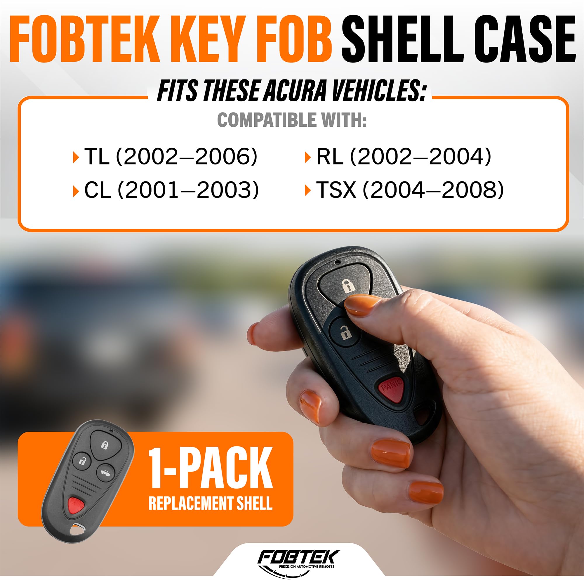 FOBTEK Key Fob Shell Case & Button Pad for Acura E4EG8D-444H-A, 4-Button