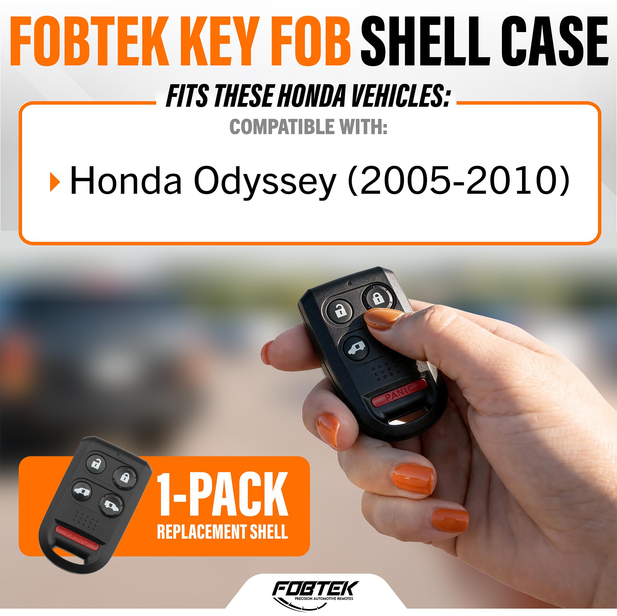FOBTEK Key Fob Shell Case & Button Pad for Honda OUCG8D-399H-A, 5-Button