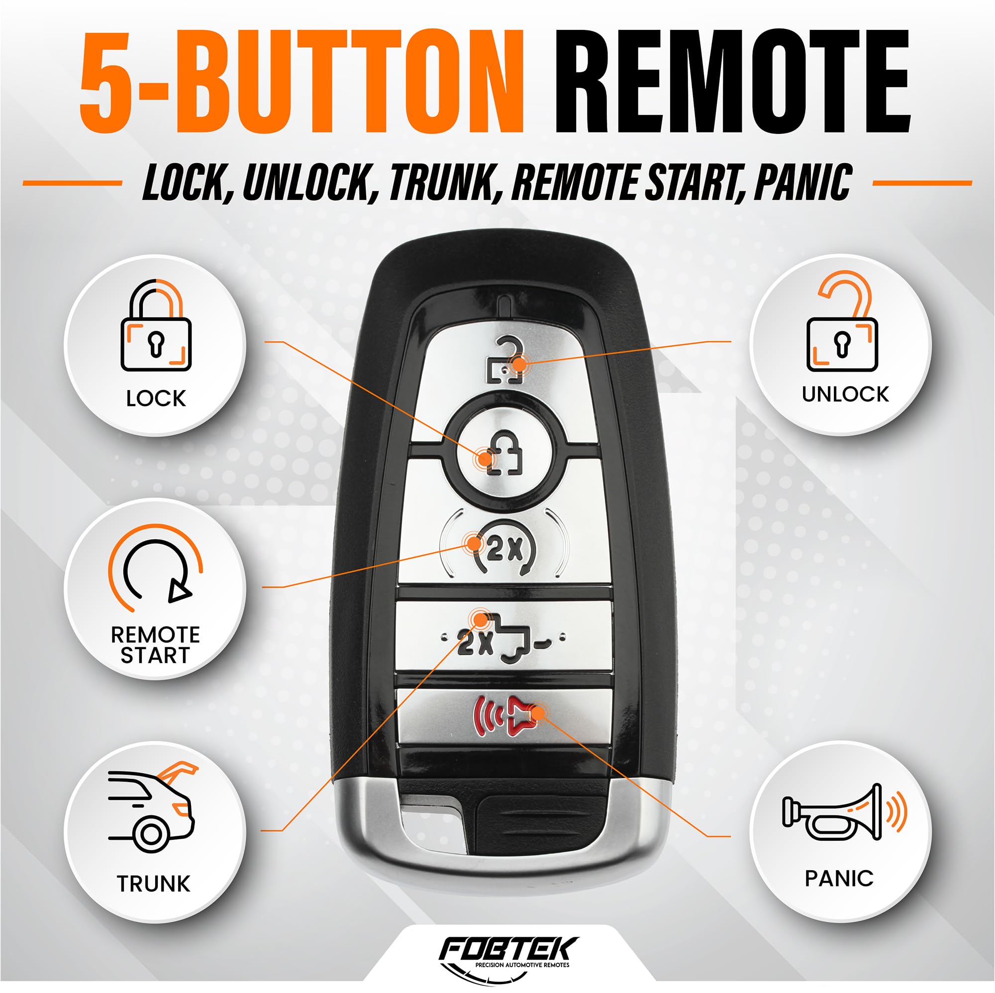 FOBTEK Smart Key Fob Shell Case & Button Pad for Ford M3N-A2C931426