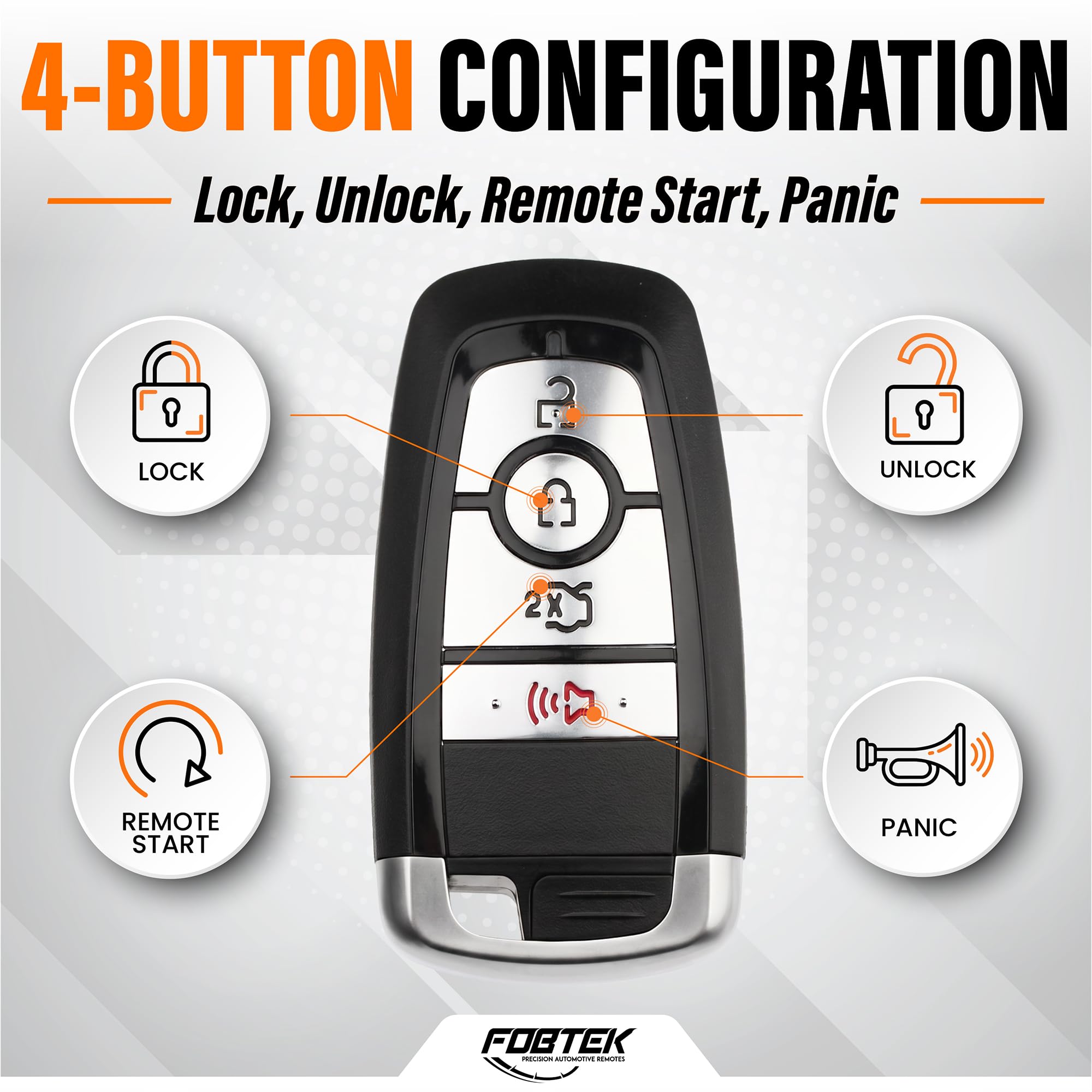 FOBTEK Smart Key Fob Shell Case for Ford M3N-A2C93142300, 4-Button
