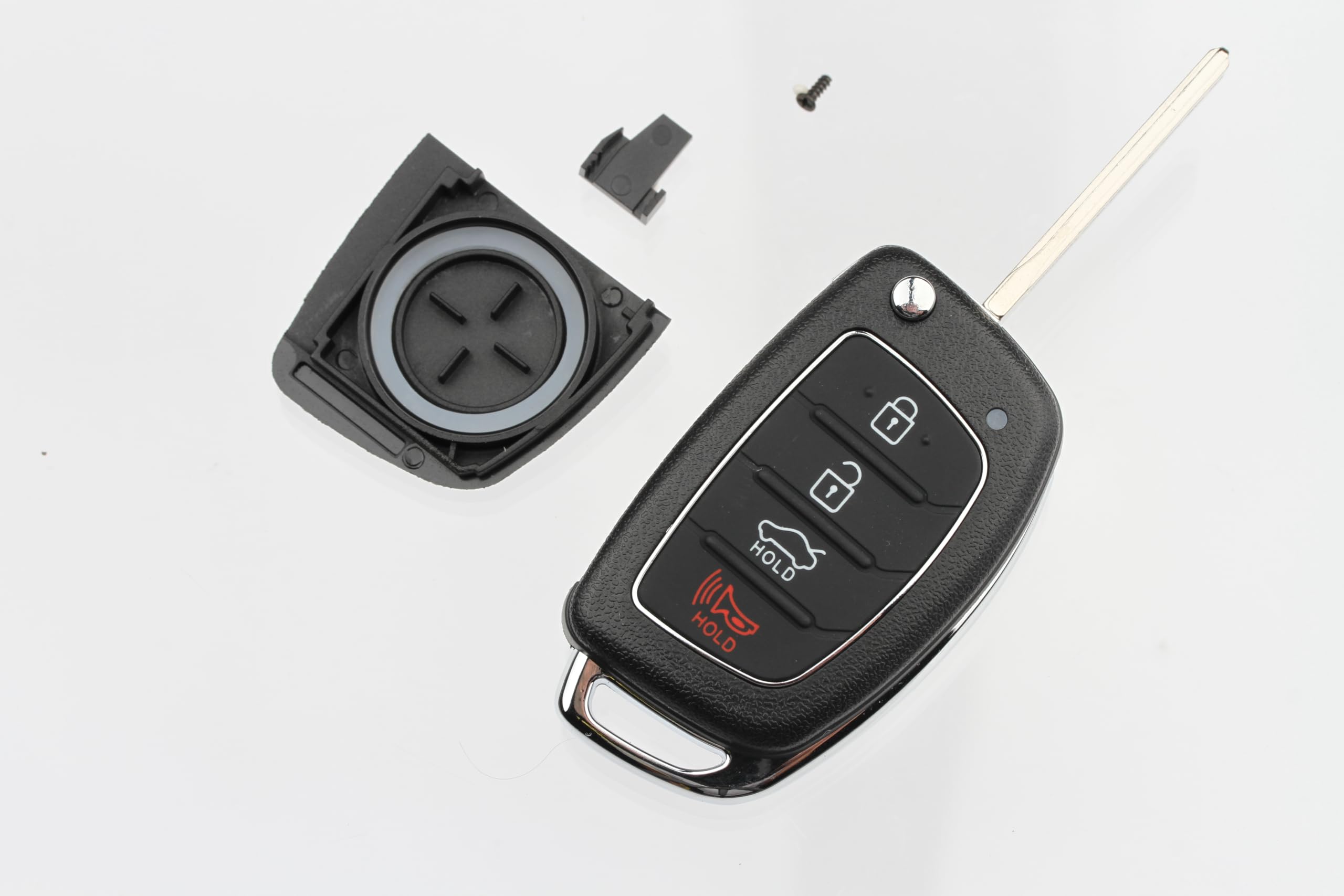 FOBTEK Flip Key Fob Shell Case & Button Pad for Hyundai TQ8-RKE-4F16