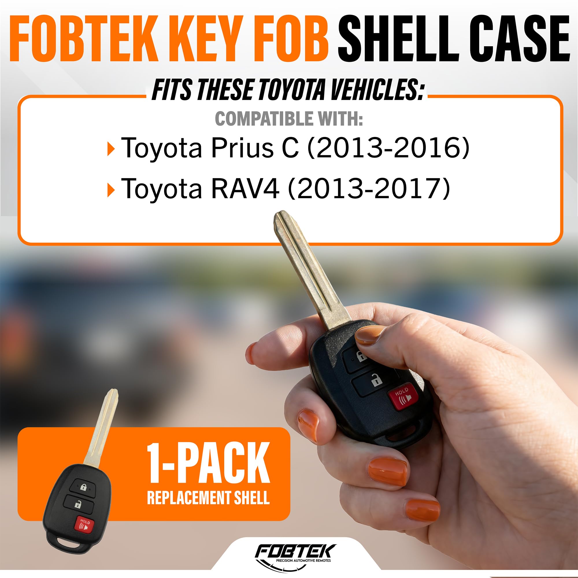 FOBTEK Key Fob Shell Case & Button Pad for Toyota HYQ12BDM, 3-Button