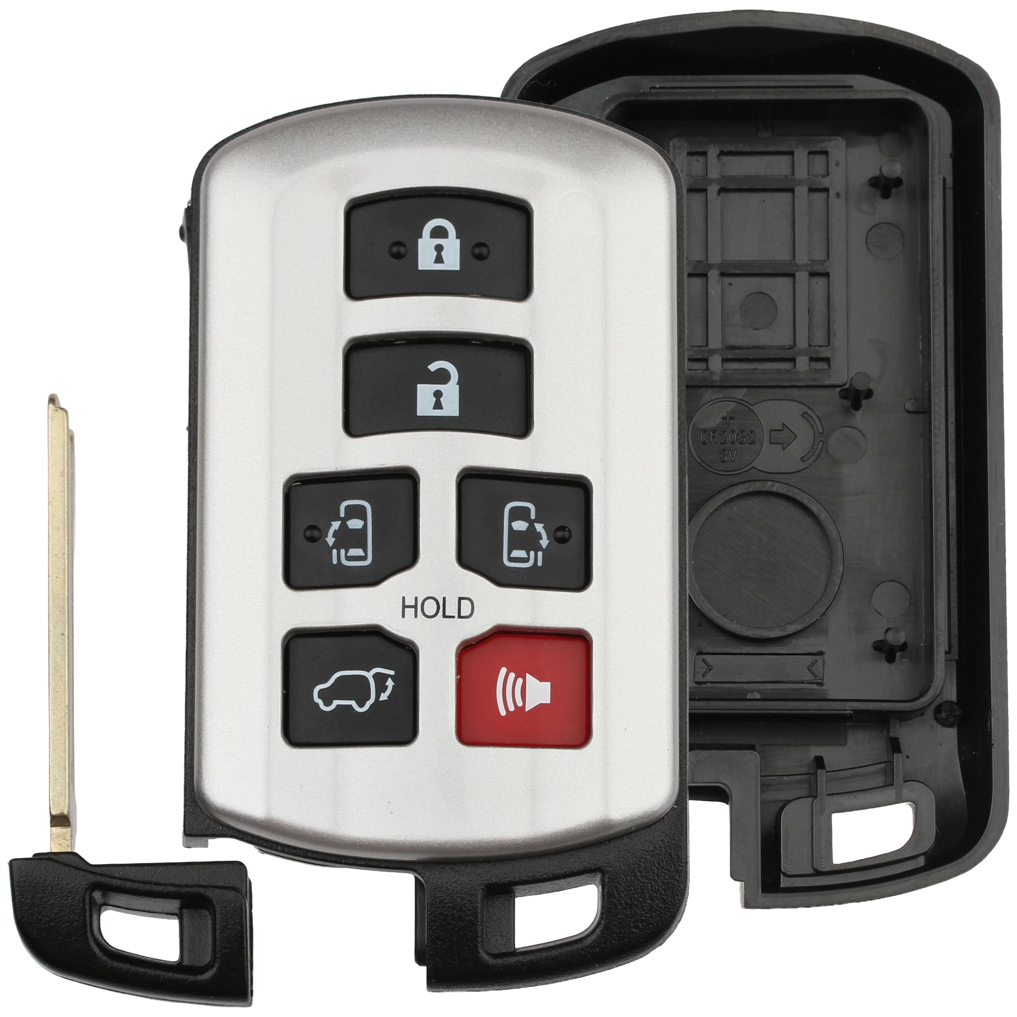 FOBTEK Smart Key Fob Shell Case & Button Pad for Toyota HYQ14ADR, 6-Button