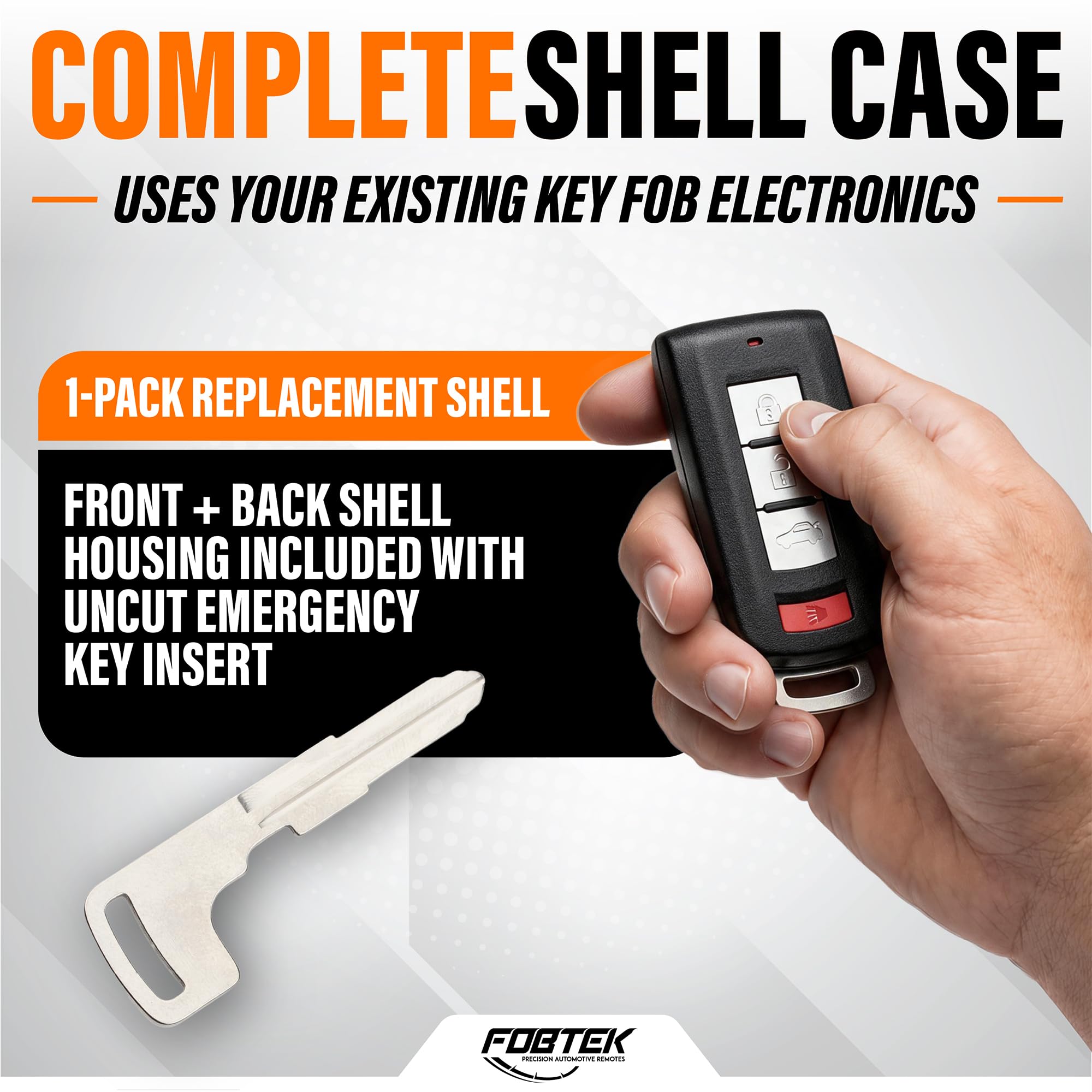 FOBTEK Smart Key Fob Shell Case for Mitsubishi OUC644M, 4-Button