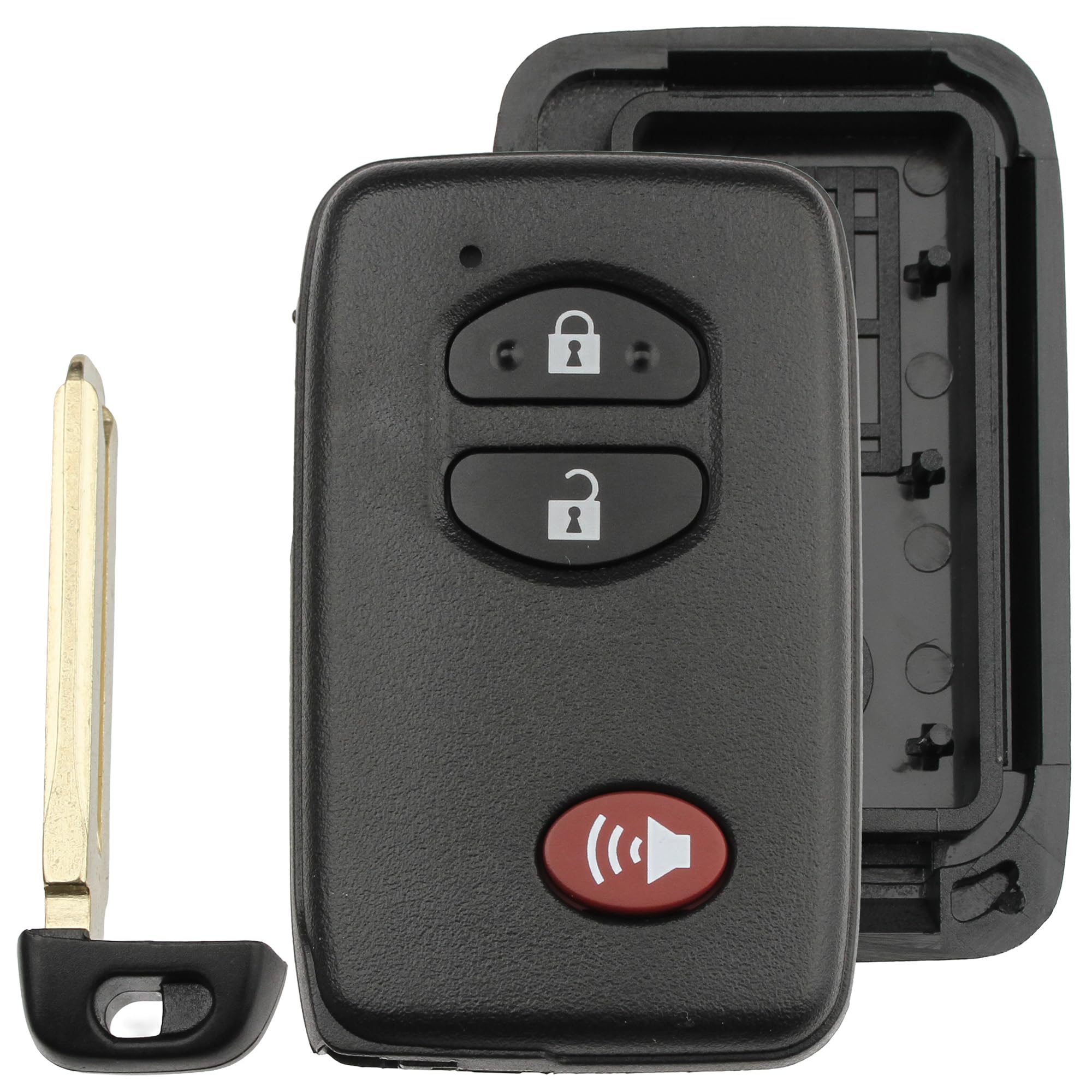 FOBTEK Smart Key Fob Shell Case for Toyota HYQ14AAB, 3-Button Black