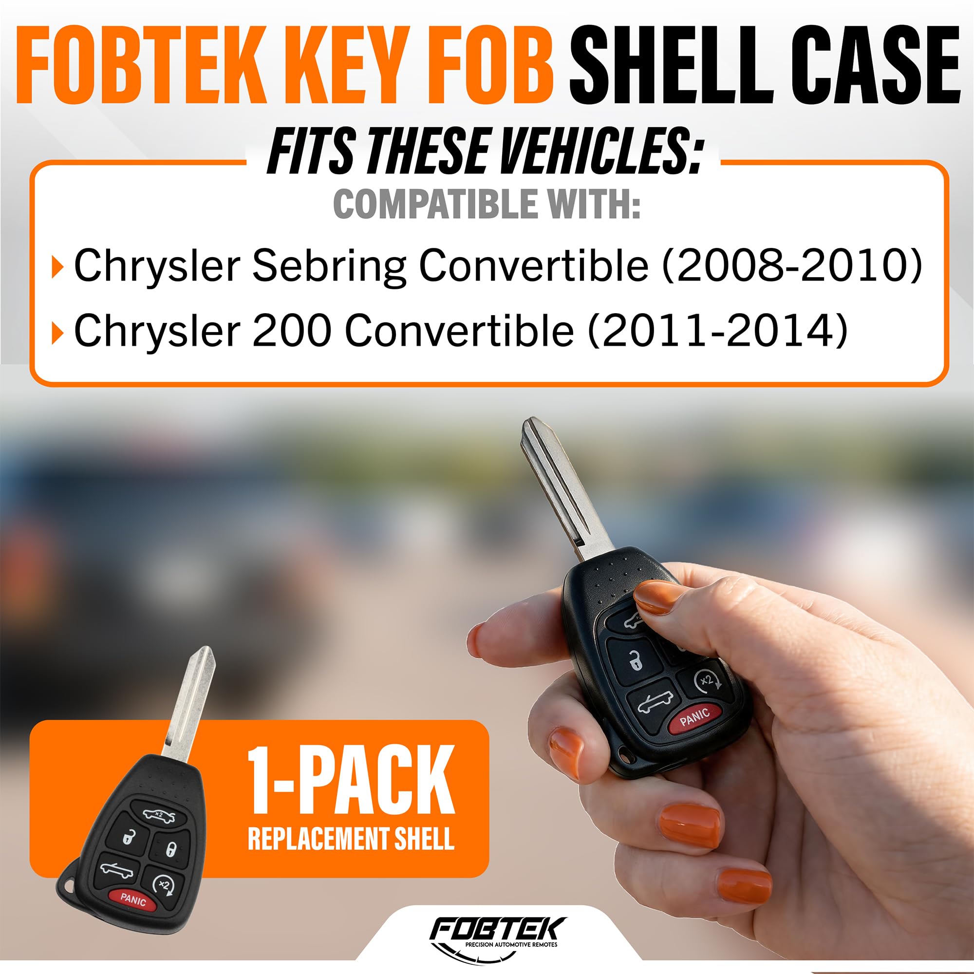 FOBTEK Key Fob Shell Case for Chrysler OHT692427AA, 6-Button