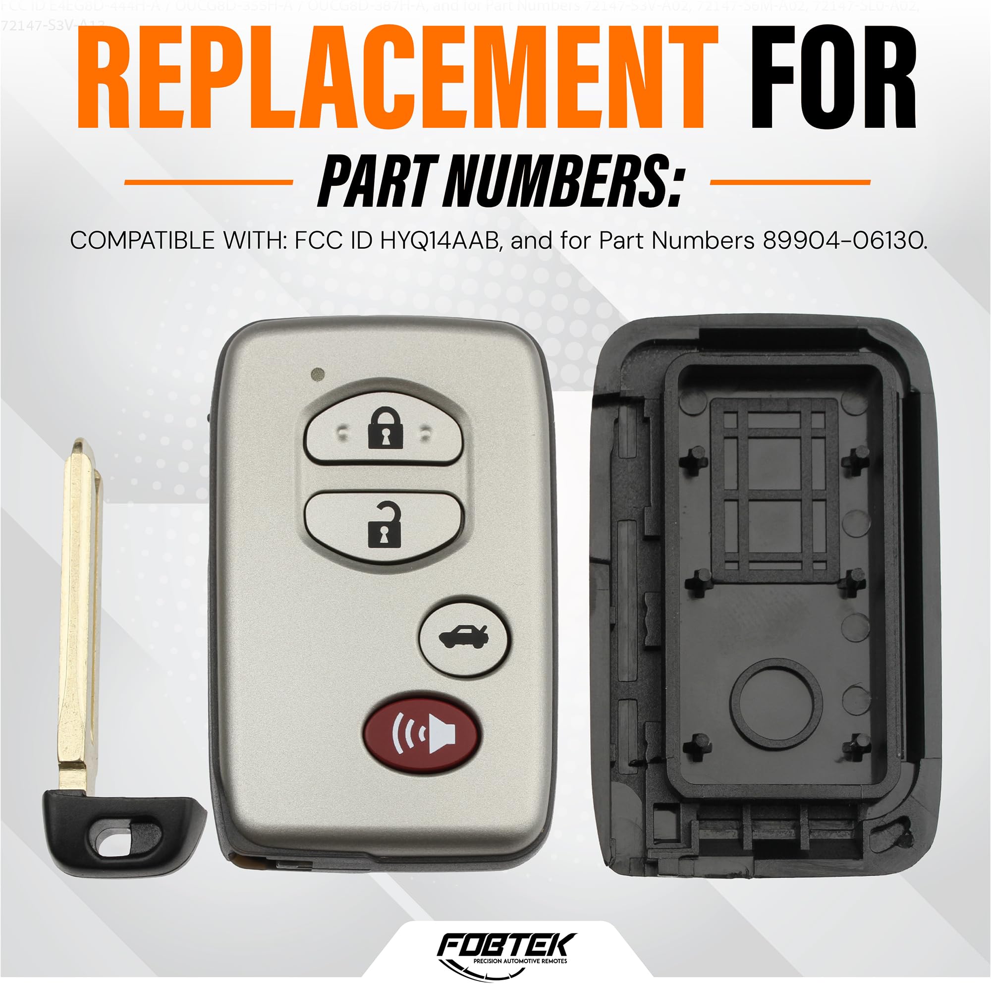 FOBTEK Smart Key Fob Shell Case for Toyota HYQ14AAB, 4-Button Gold