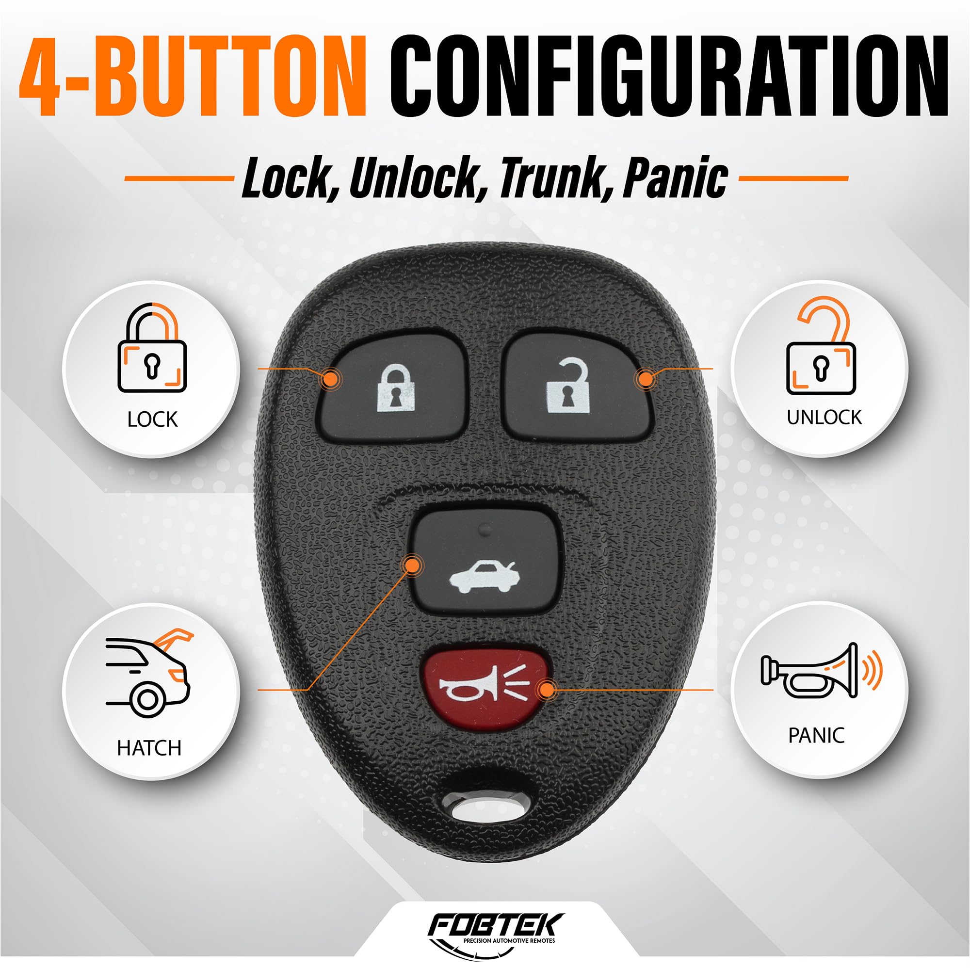 FOBTEK Key Fob Shell Case & Button Pad for Chevy Pontiac Buick KOBGT04A
