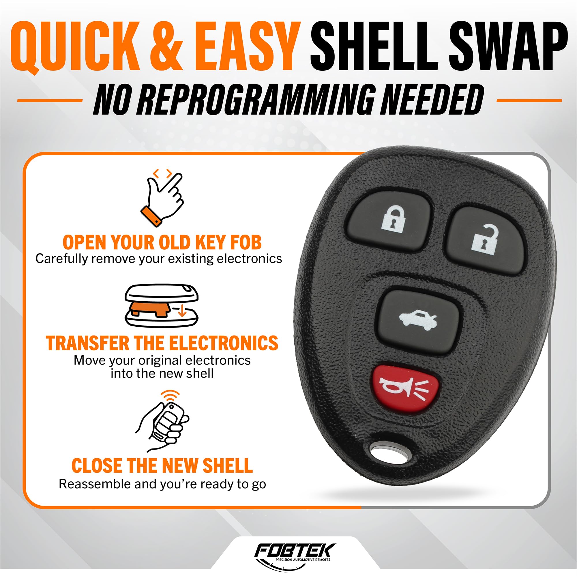 FOBTEK Key Fob Shell Case & Button Pad for Chevy Buick Cadillac OUC60270