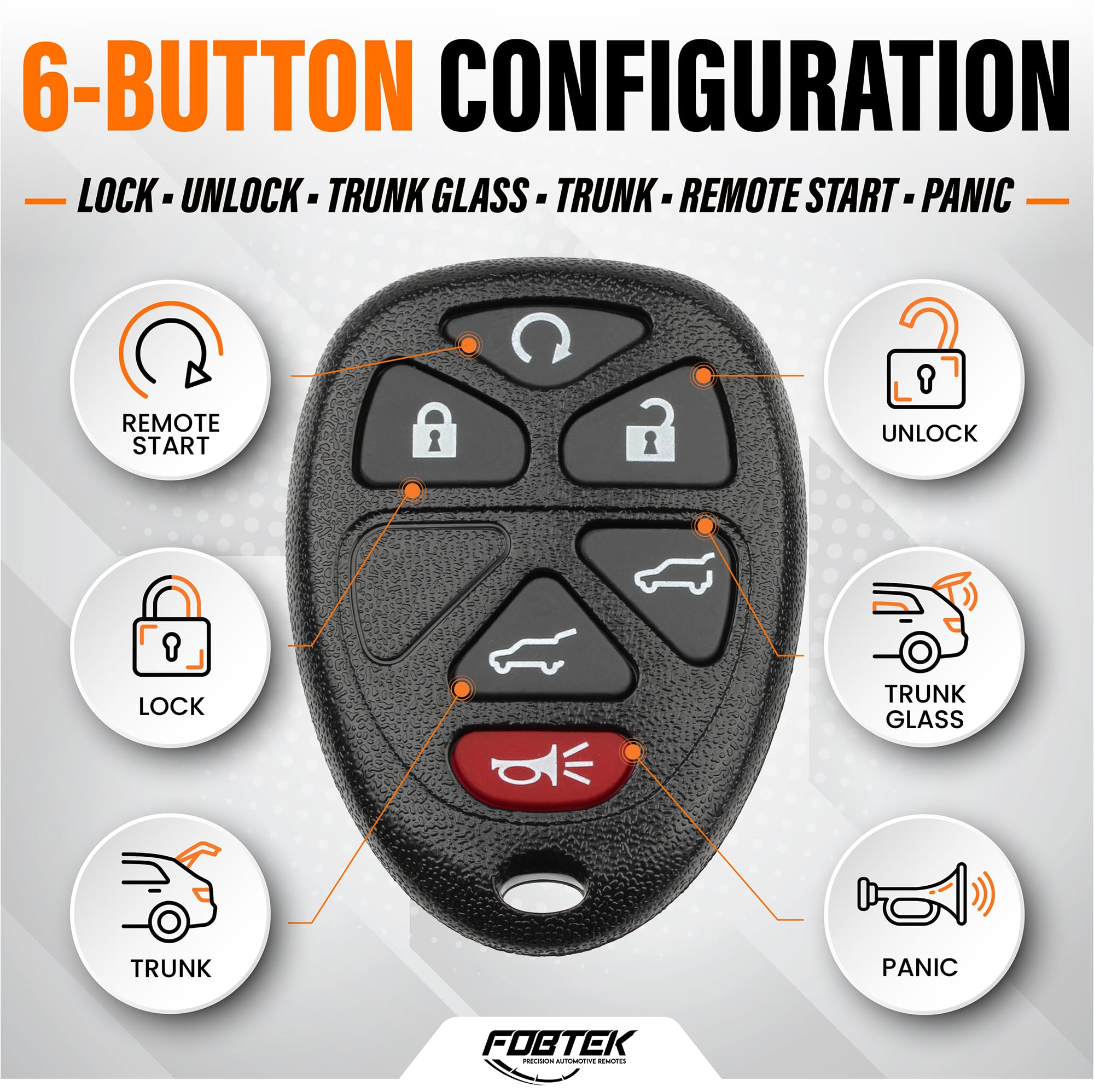 FOBTEK Key Fob Shell Case & Button Pad for Chevy Cadillac GMC OUC60270