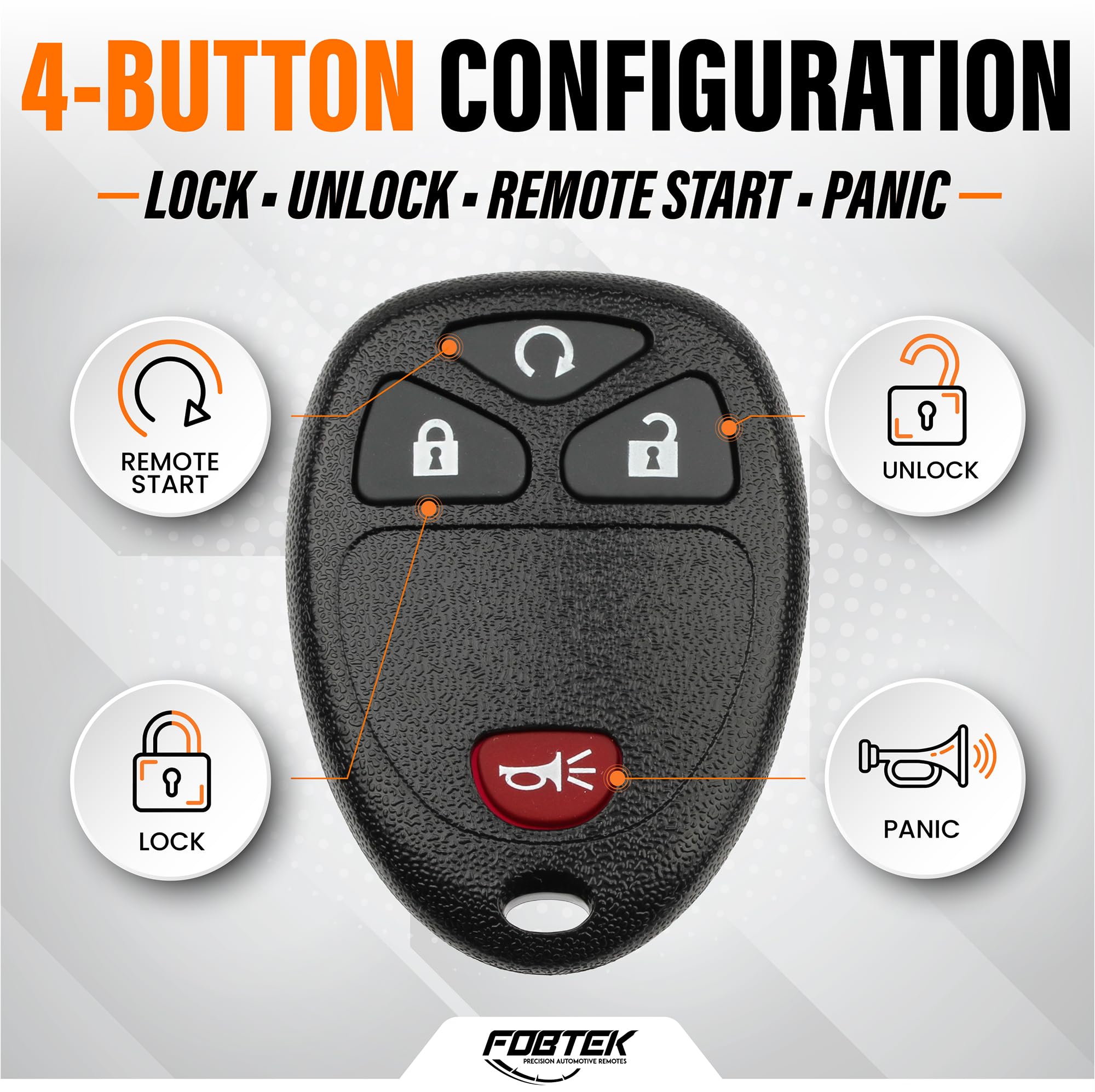 FOBTEK Key Fob Shell Case & Button Pad for Chevy GMC OUC60270