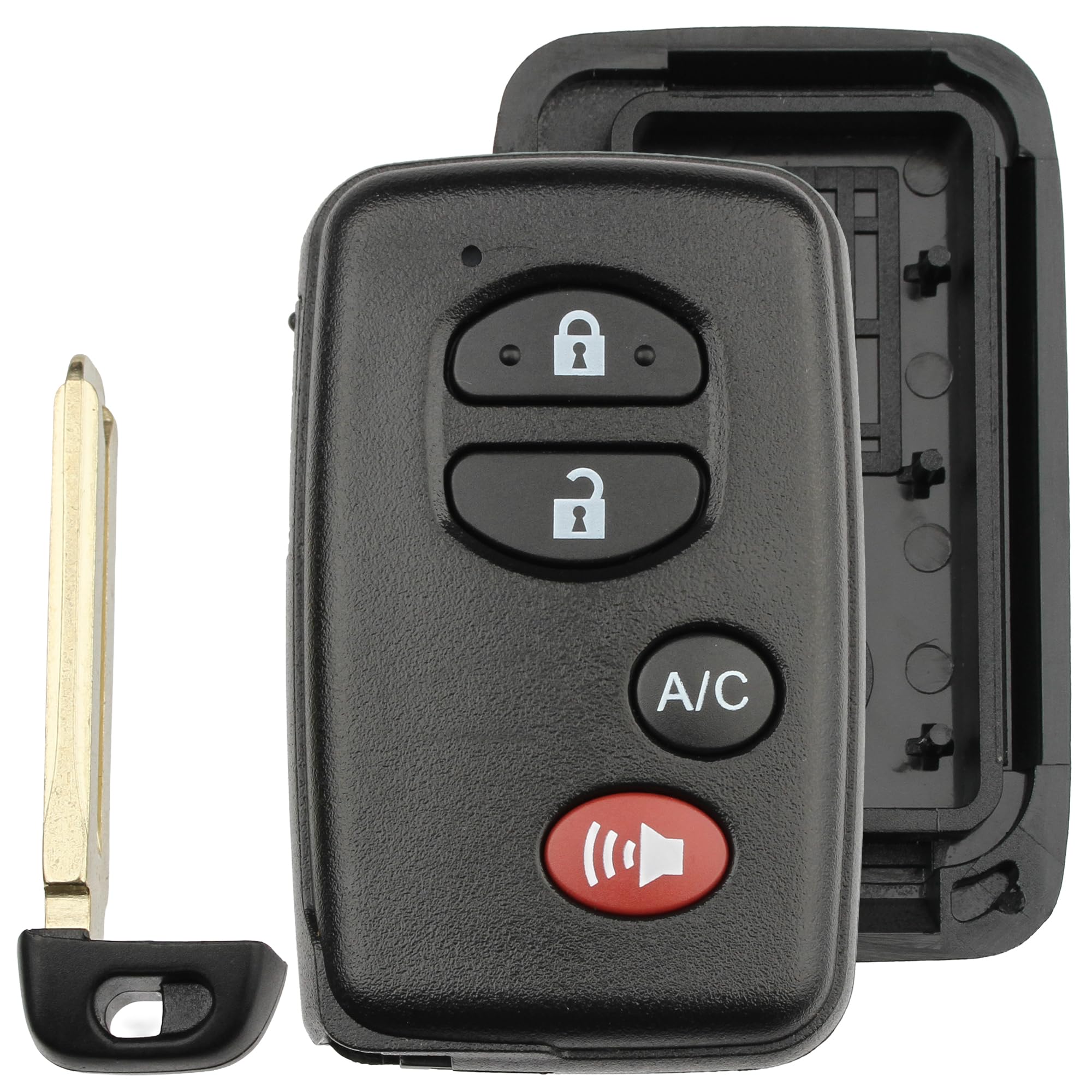 FOBTEK Smart Key Fob Shell Case & Button Pad for Toyota HYQ14AAB, 4-Button