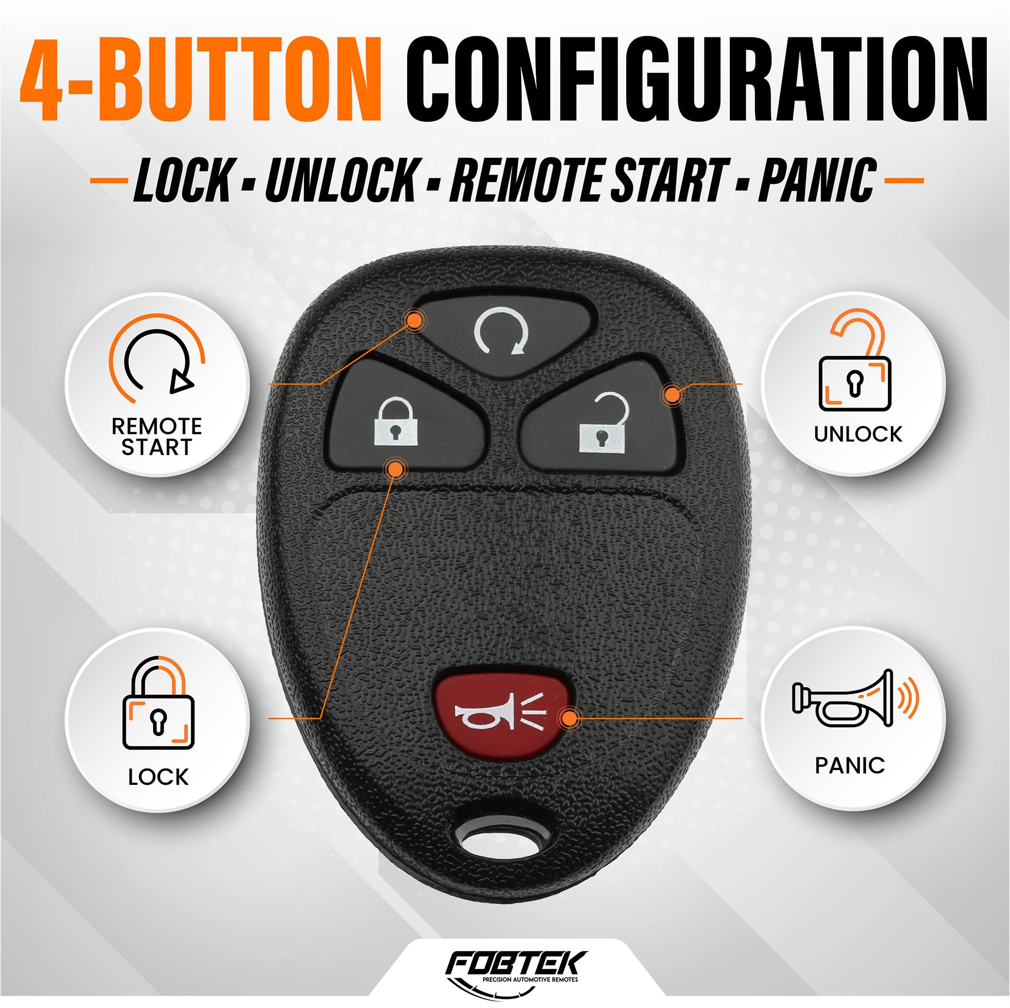 FOBTEK Key Fob Shell Case & Button Pad for Chevy Pontiac KOBGT04A, 4-Button