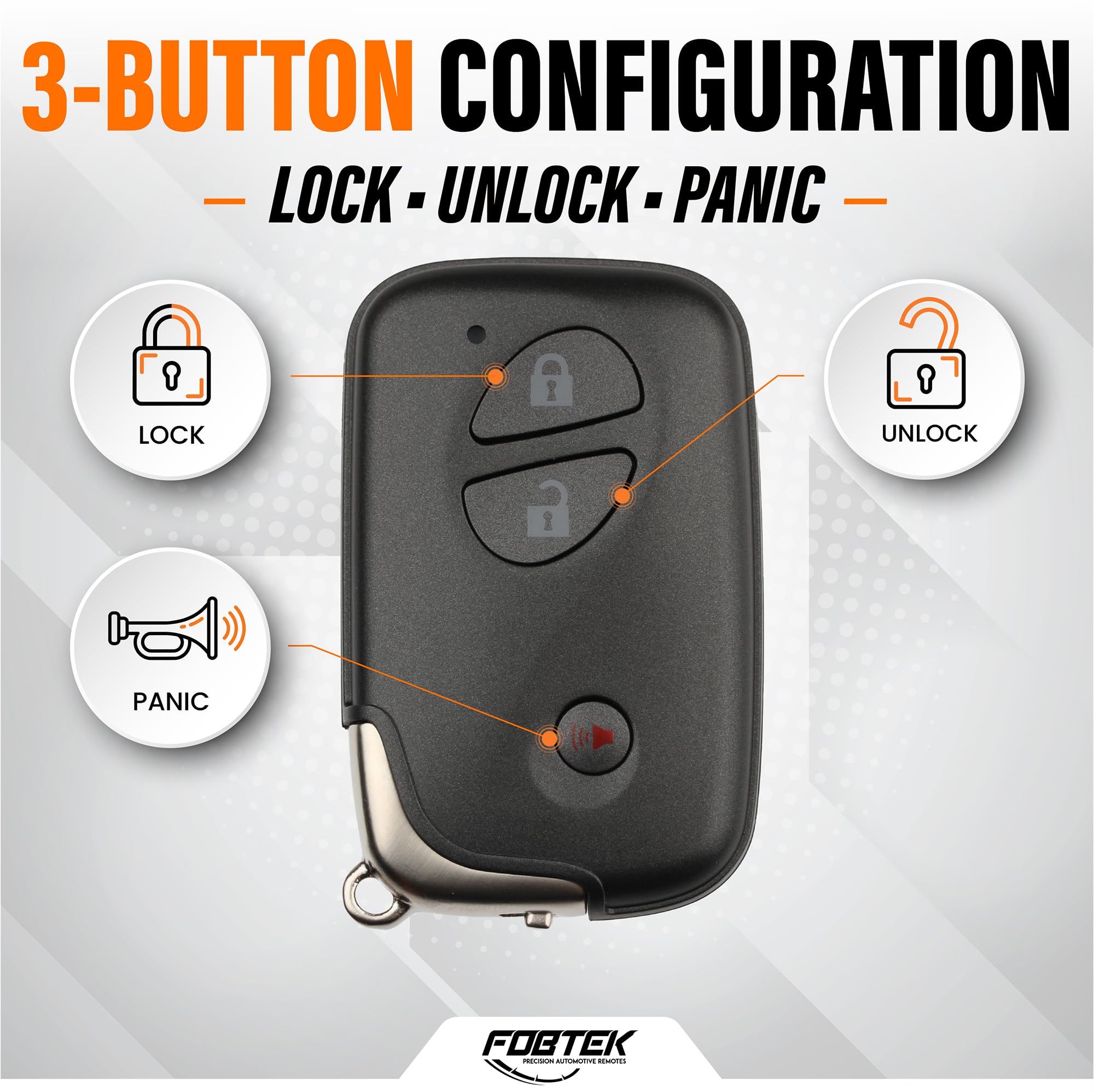 FOBTEK Smart Key Fob Shell Case & Button Pad for Lexus HYQ14AAB, 3-Button
