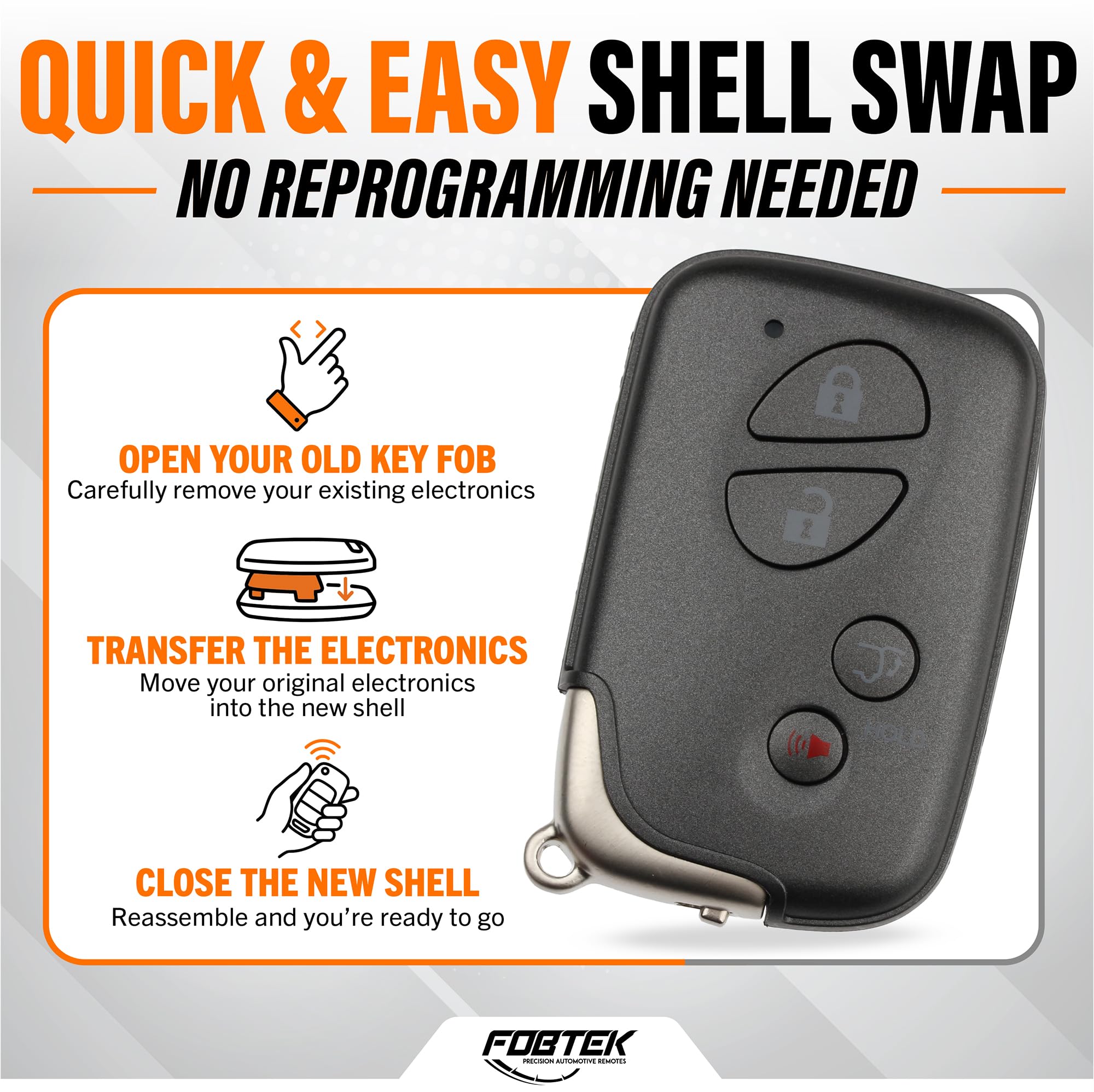 FOBTEK Smart Key Fob Shell Case for Lexus HYQ14ACX, 4-Button