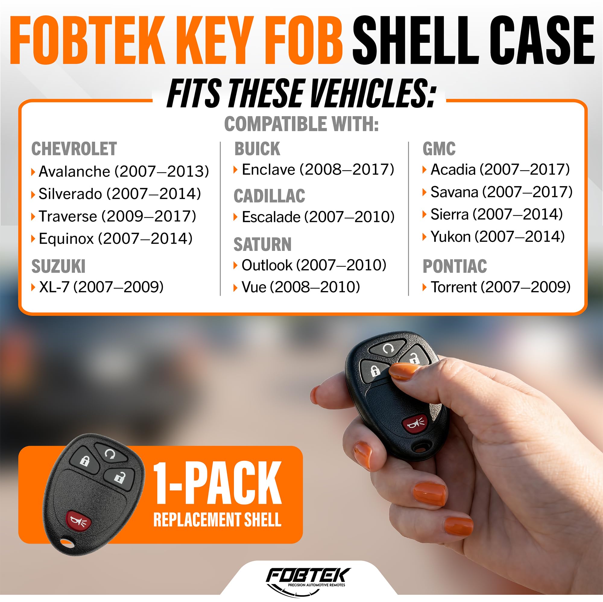 FOBTEK Key Fob Keyless Remote for Chevy GMC Cadillac OUC60270, 4-Button
