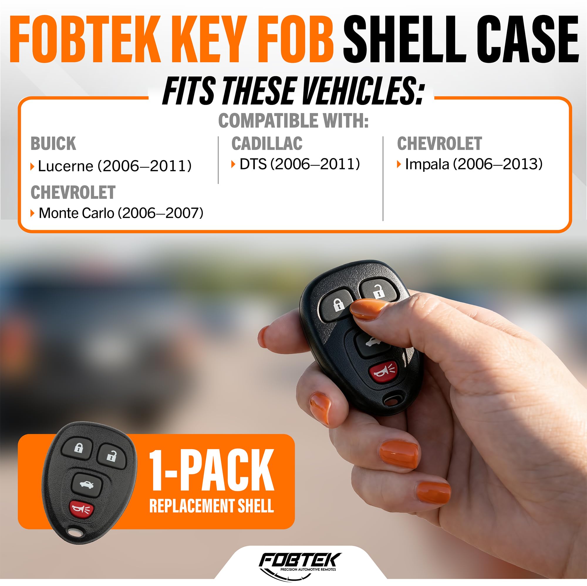 FOBTEK Key Fob Shell Case & Button Pad for Chevy Buick Cadillac OUC60270