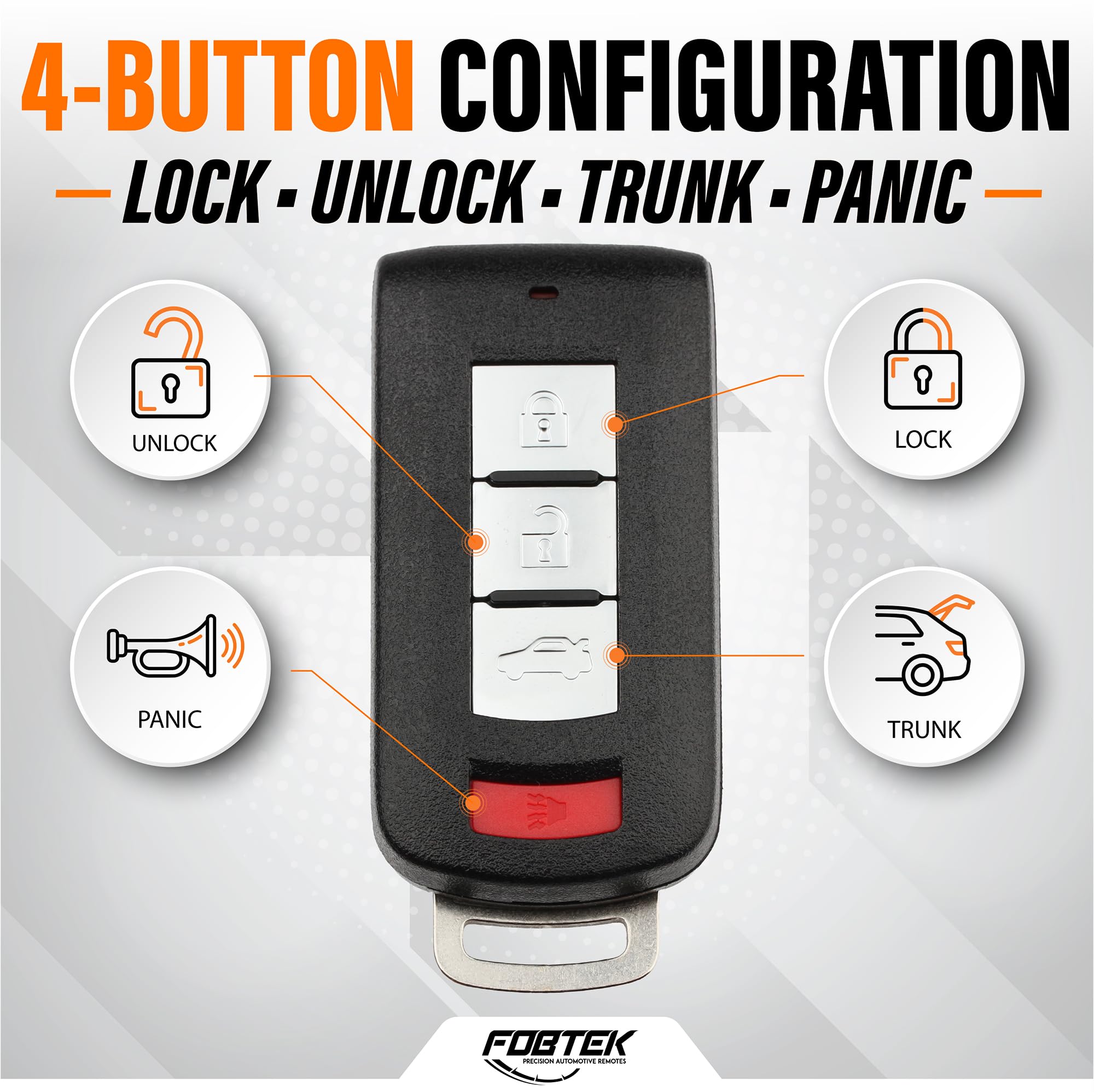 FOBTEK Smart Key Fob Shell Case for Mitsubishi OUC644M, 4-Button