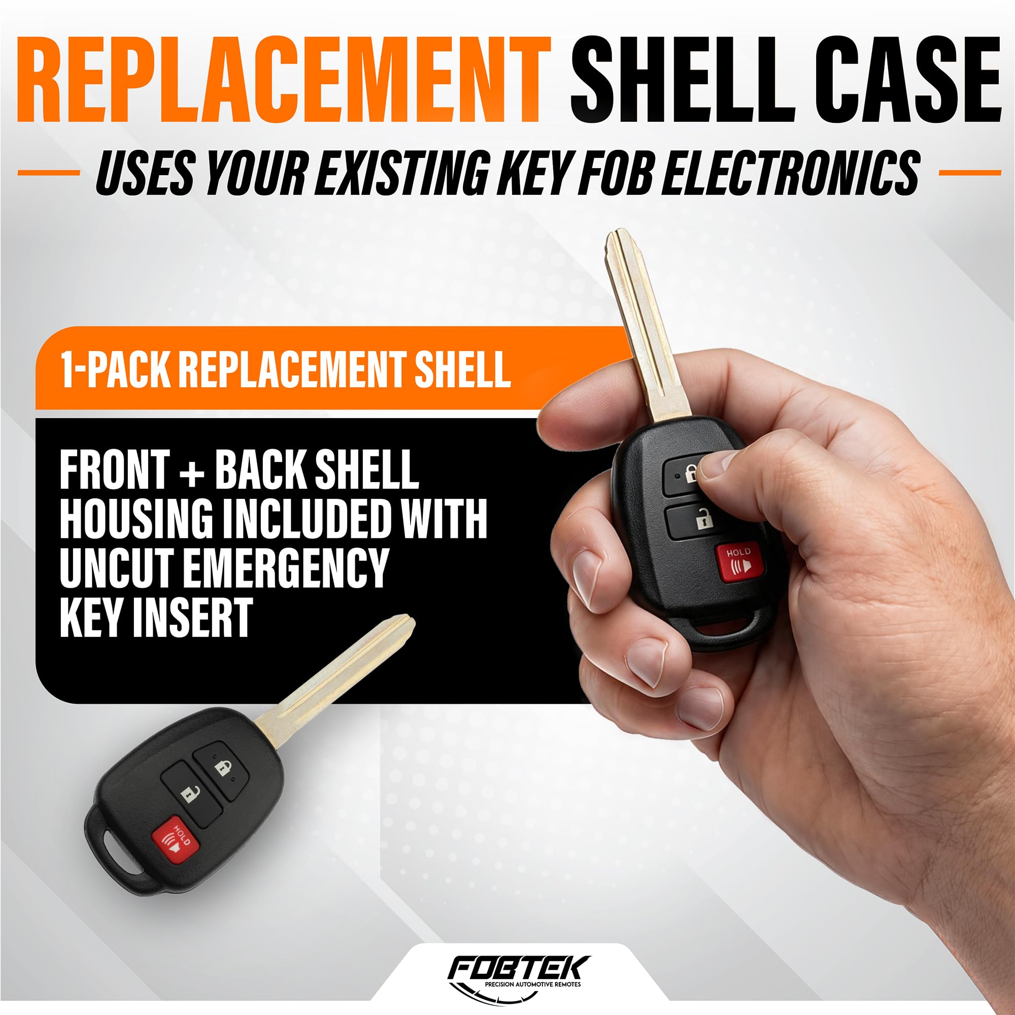 FOBTEK Key Fob Shell Case & Button Pad for Toyota HYQ12BDM, 3-Button