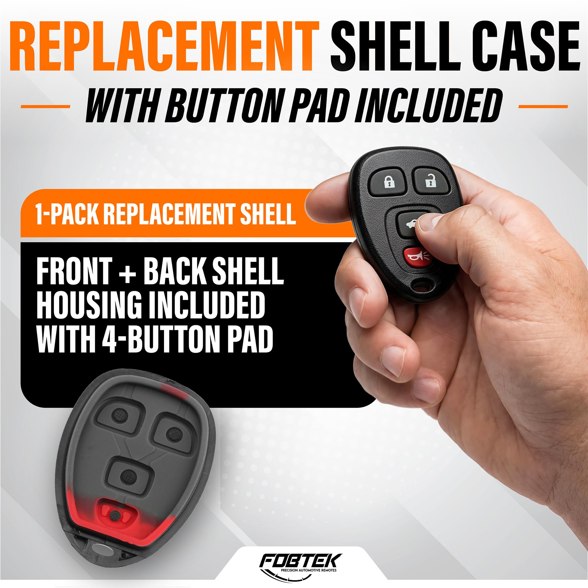 FOBTEK Key Fob Shell Case & Button Pad for Chevy Buick Cadillac OUC60270